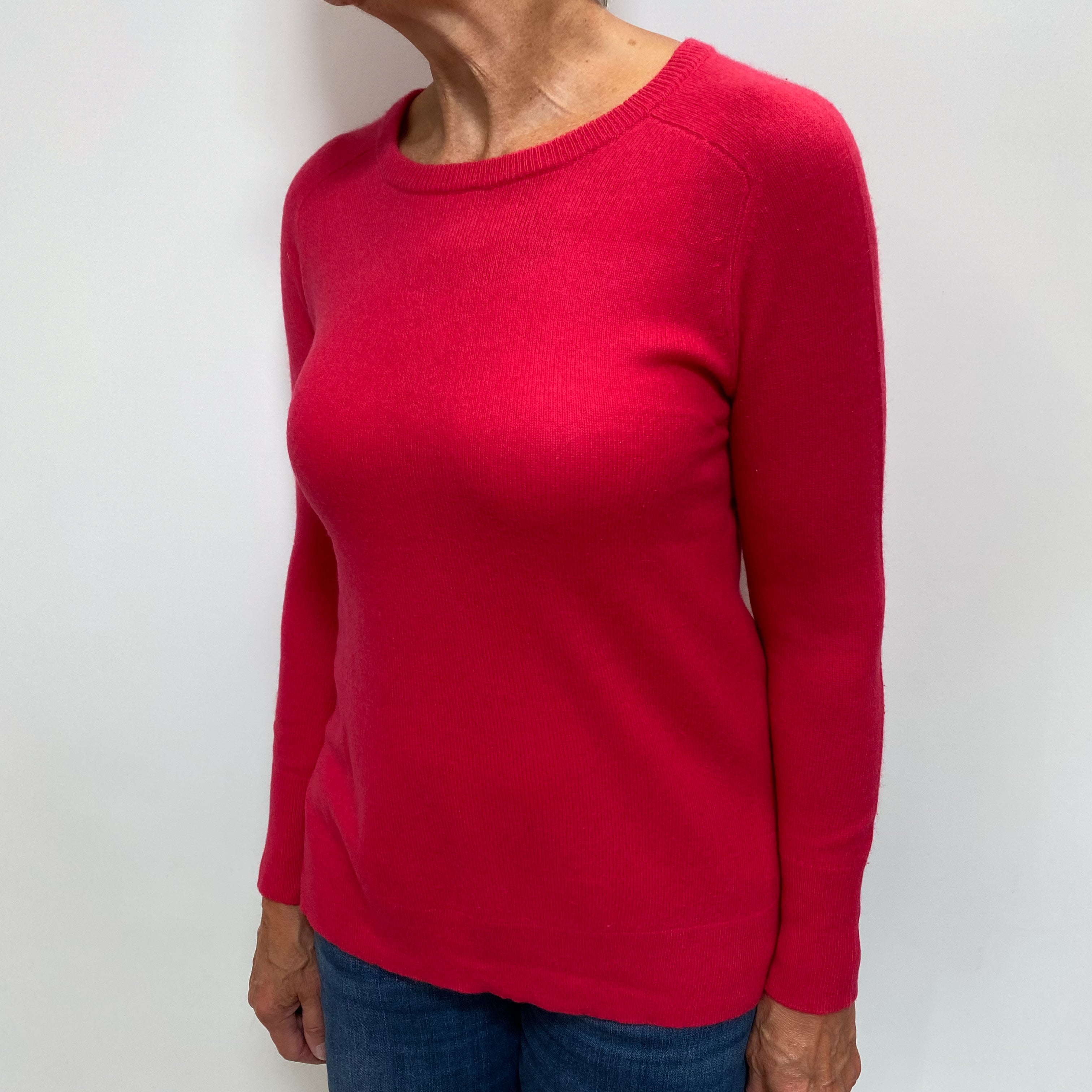 Cranberry Pink Cashmere Crew Neck Jumper Medium