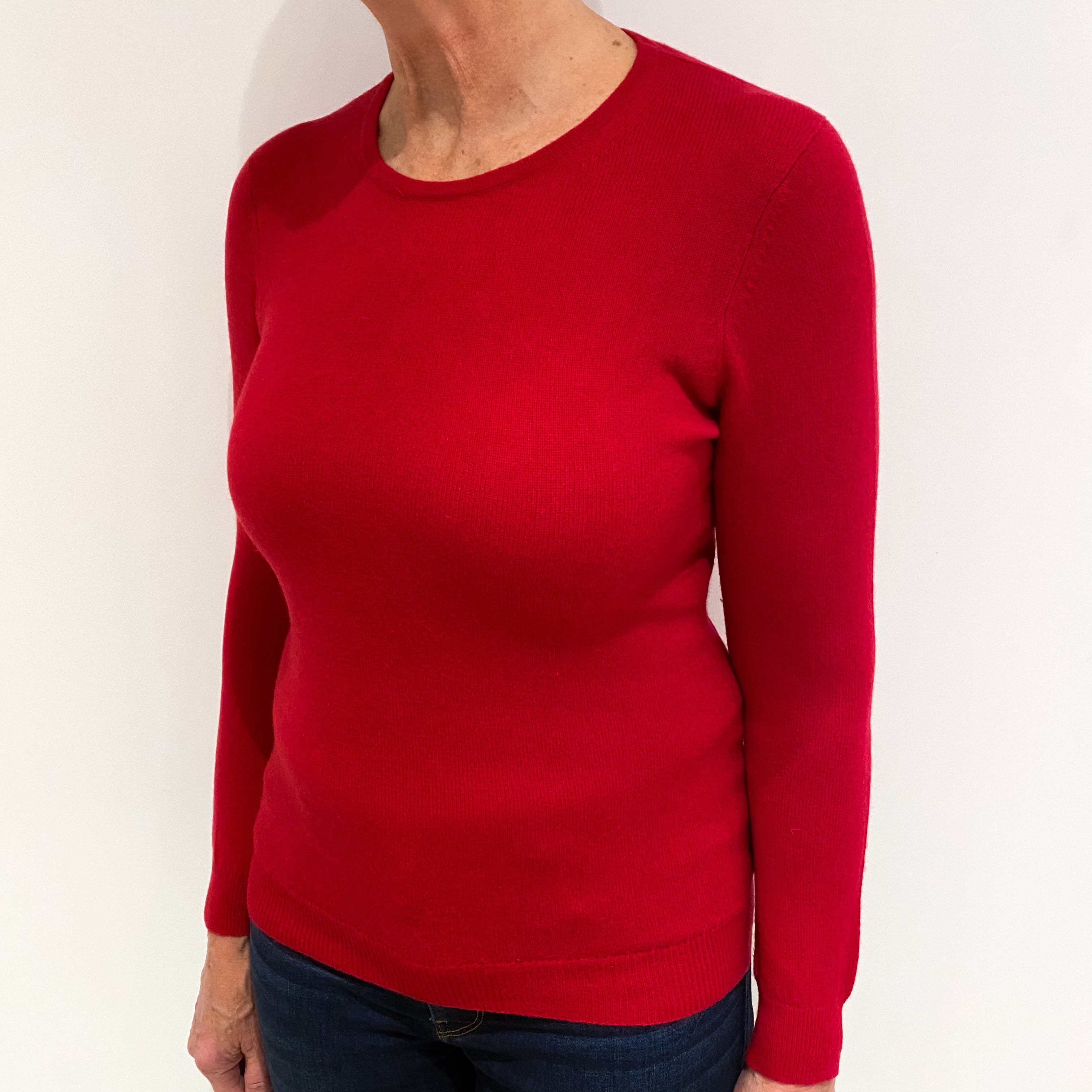 Berry Red Cashmere Crew Neck Jumper Medium