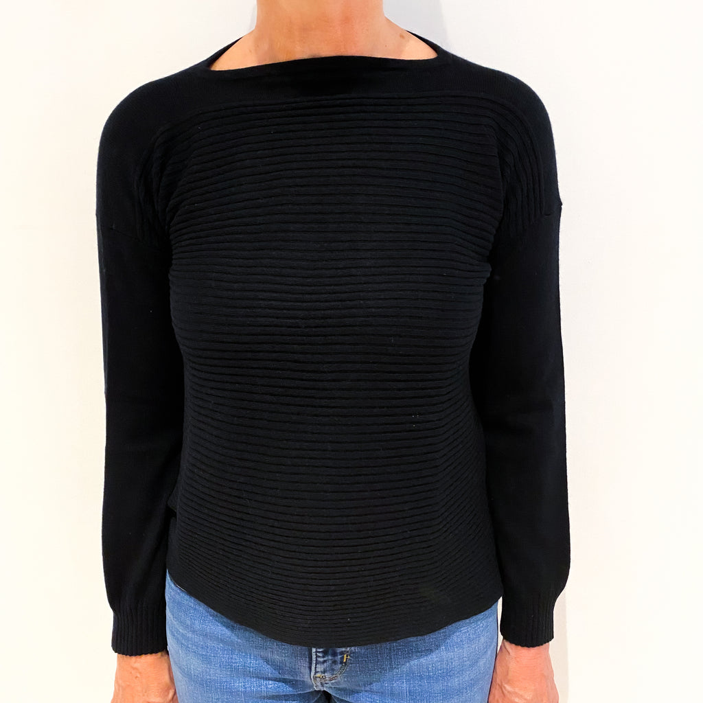 Black Cashmere Boat Neck Jumper Medium