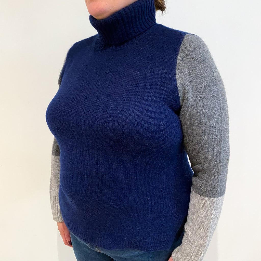 Midnight Blue Cashmere Polo Neck Extra Large