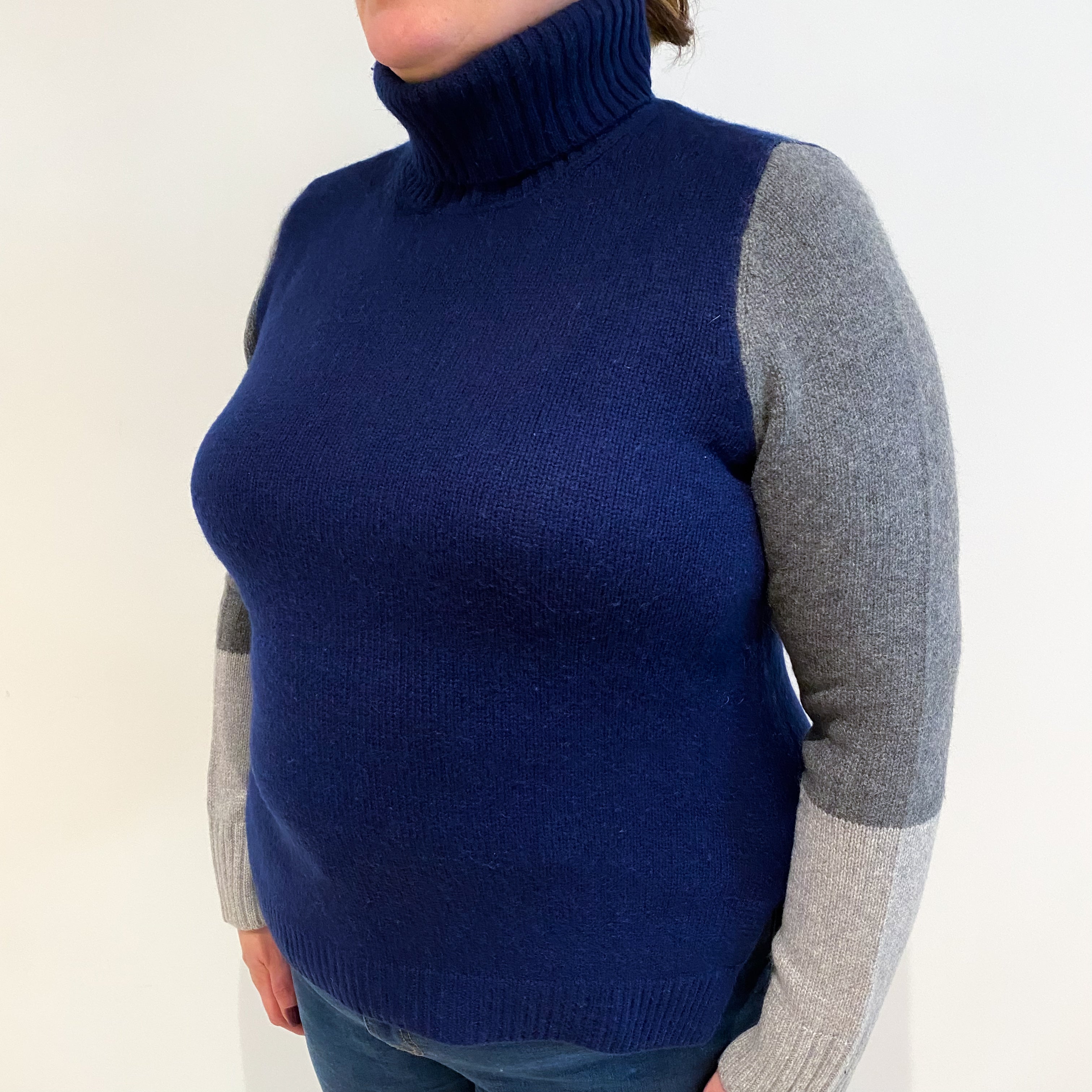 Midnight Blue Cashmere Polo Neck Extra Large