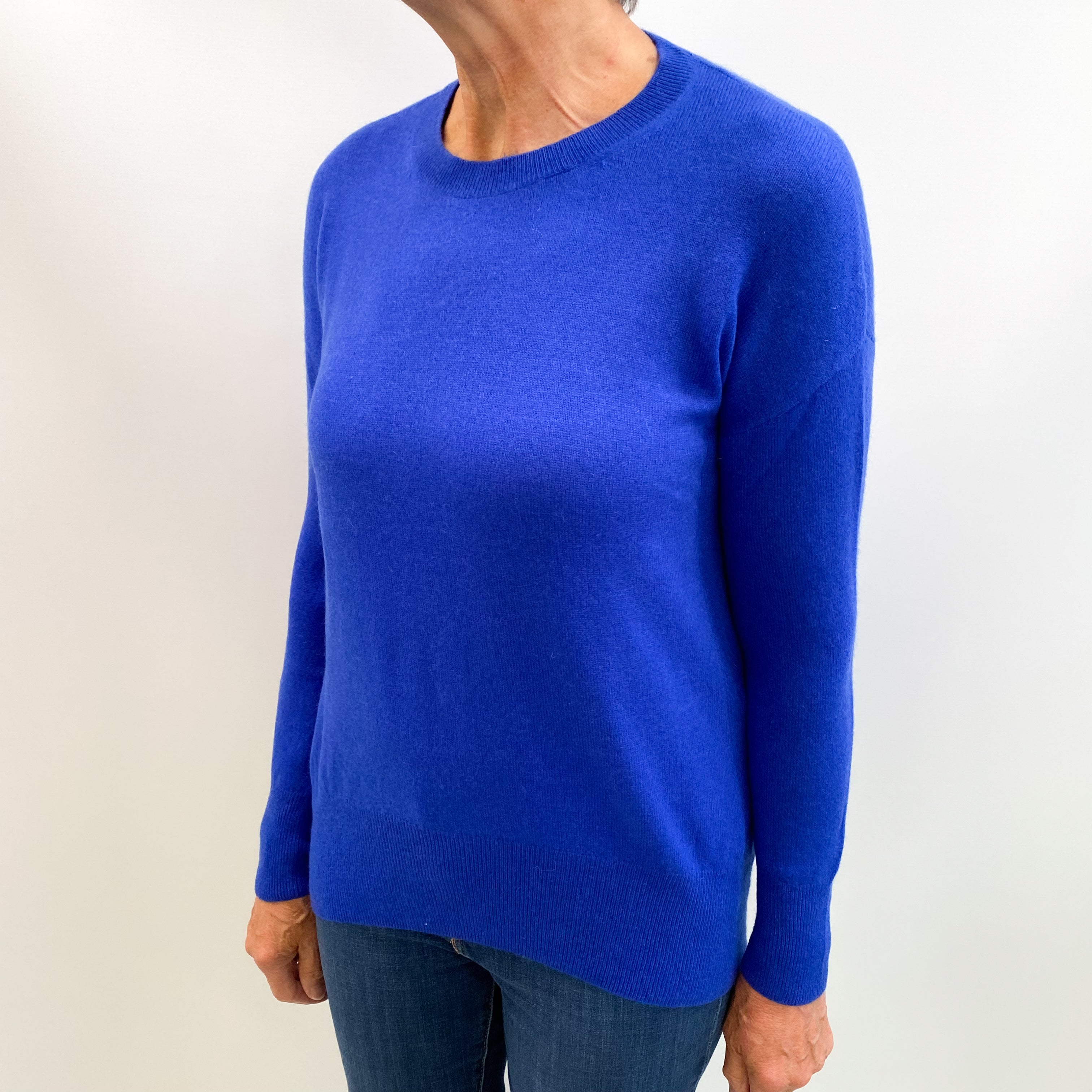 Cobalt Blue Cashmere Crew Neck Jumper Medium