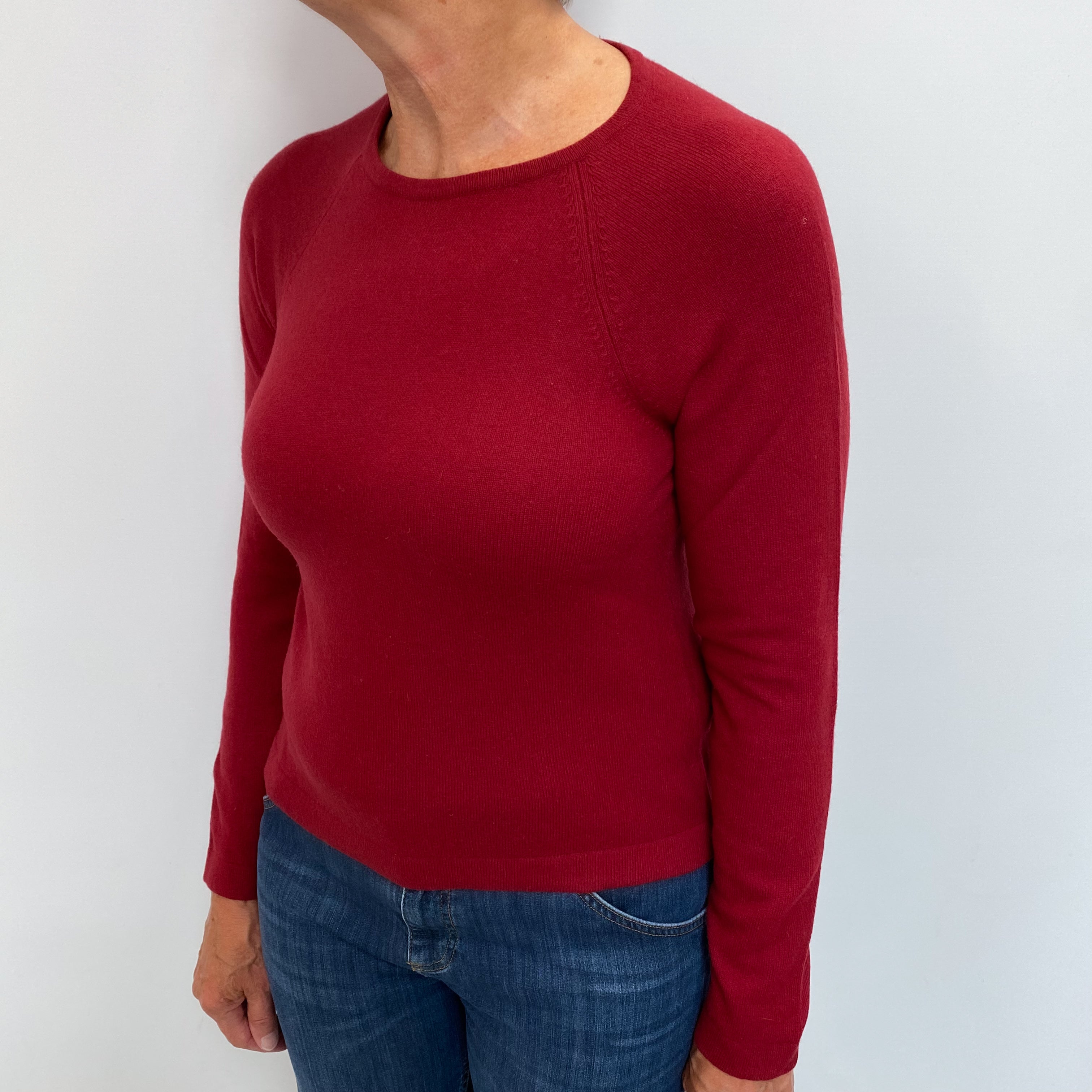 Burgundy Red Cashmere Crew Neck Jumper Medium