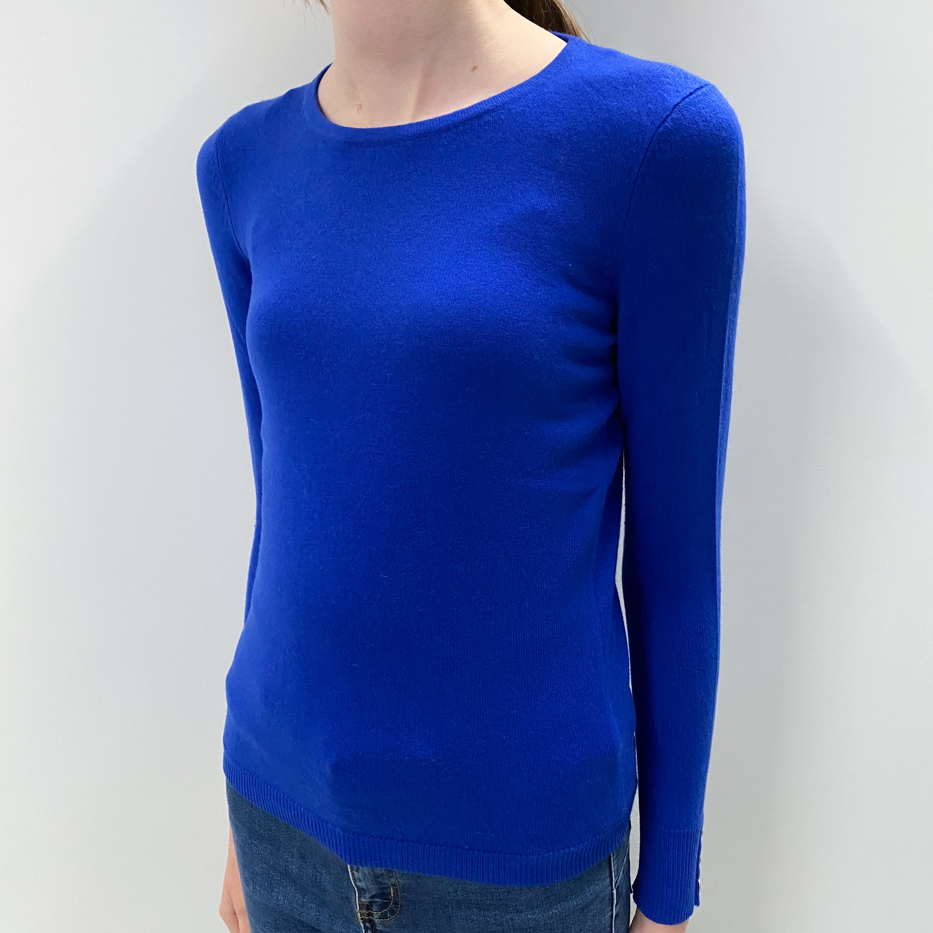 Cobalt Blue Cashmere Crew Neck Jumper Extra Small