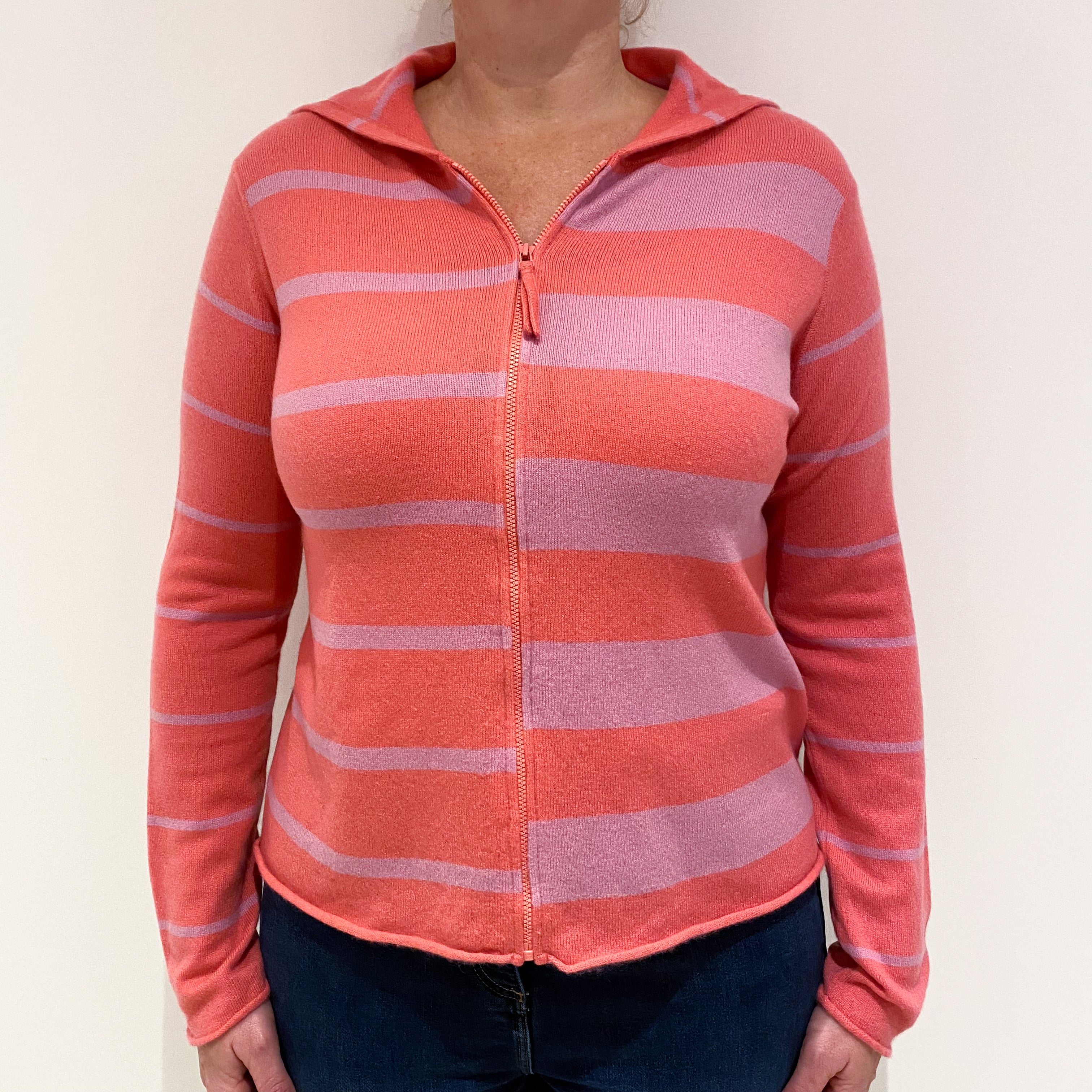 Lupin Pink Cashmere Zip Cardigan Large