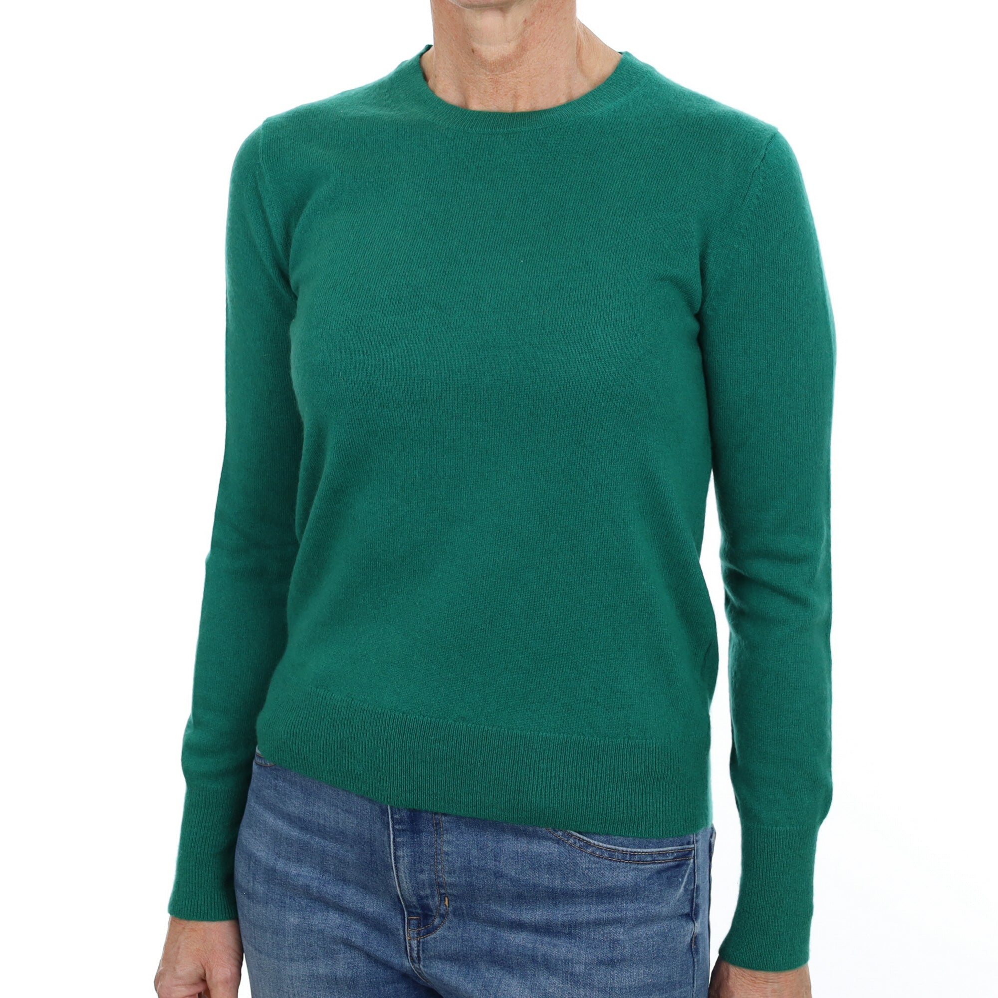 Lincoln Green Cashmere Crew Neck Jumper Small