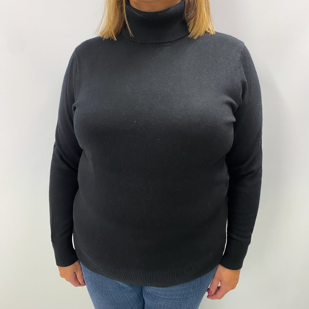 Black Cashmere Polo Neck Jumper Extra Large