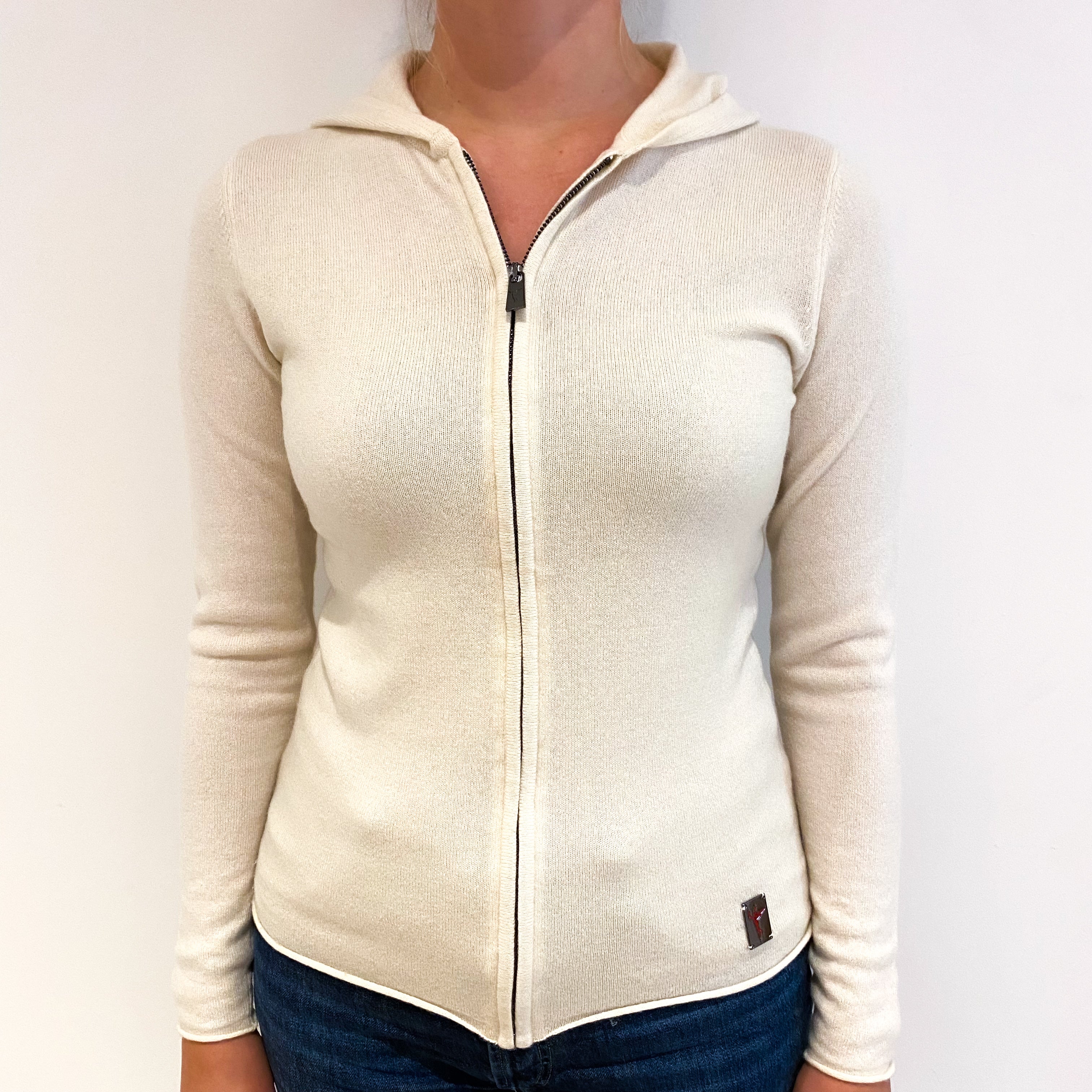 Cream Cashmere Zip Up Hoodie Small
