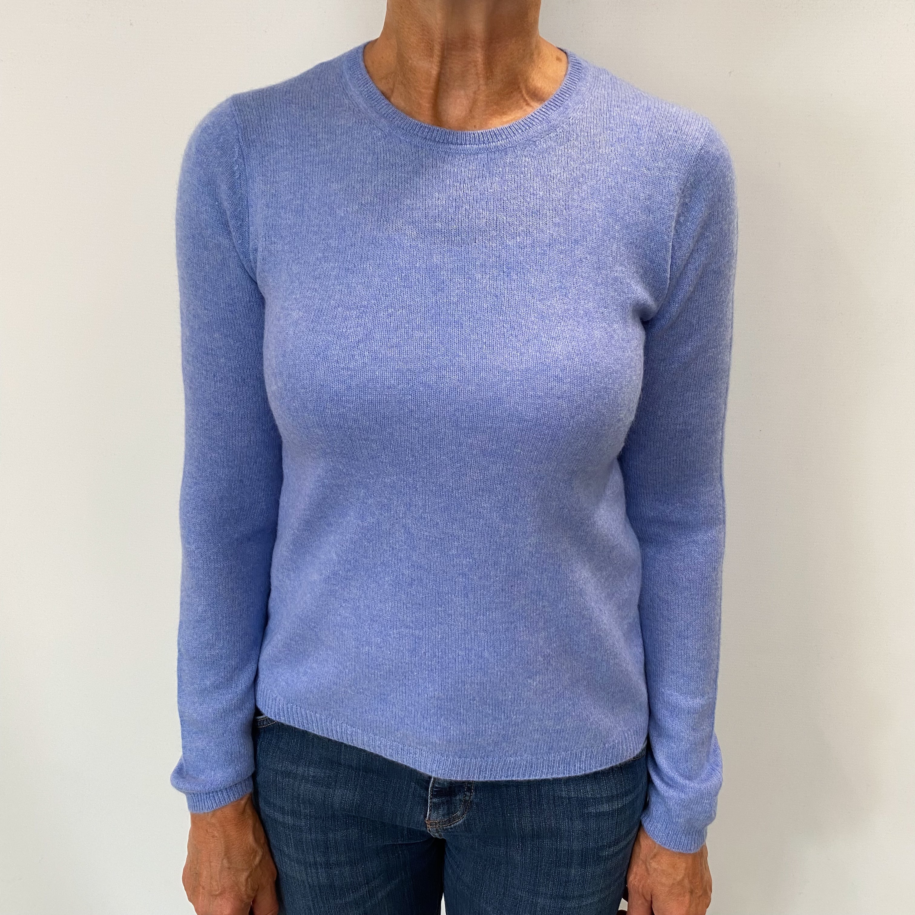 Cornflower Blue Cashmere Crew Neck Jumper Medium