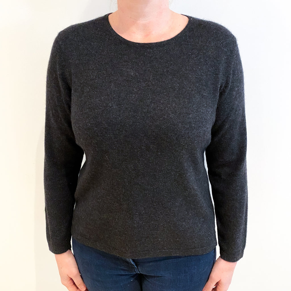 Charcoal Grey Cashmere Crew Neck Jumper Large