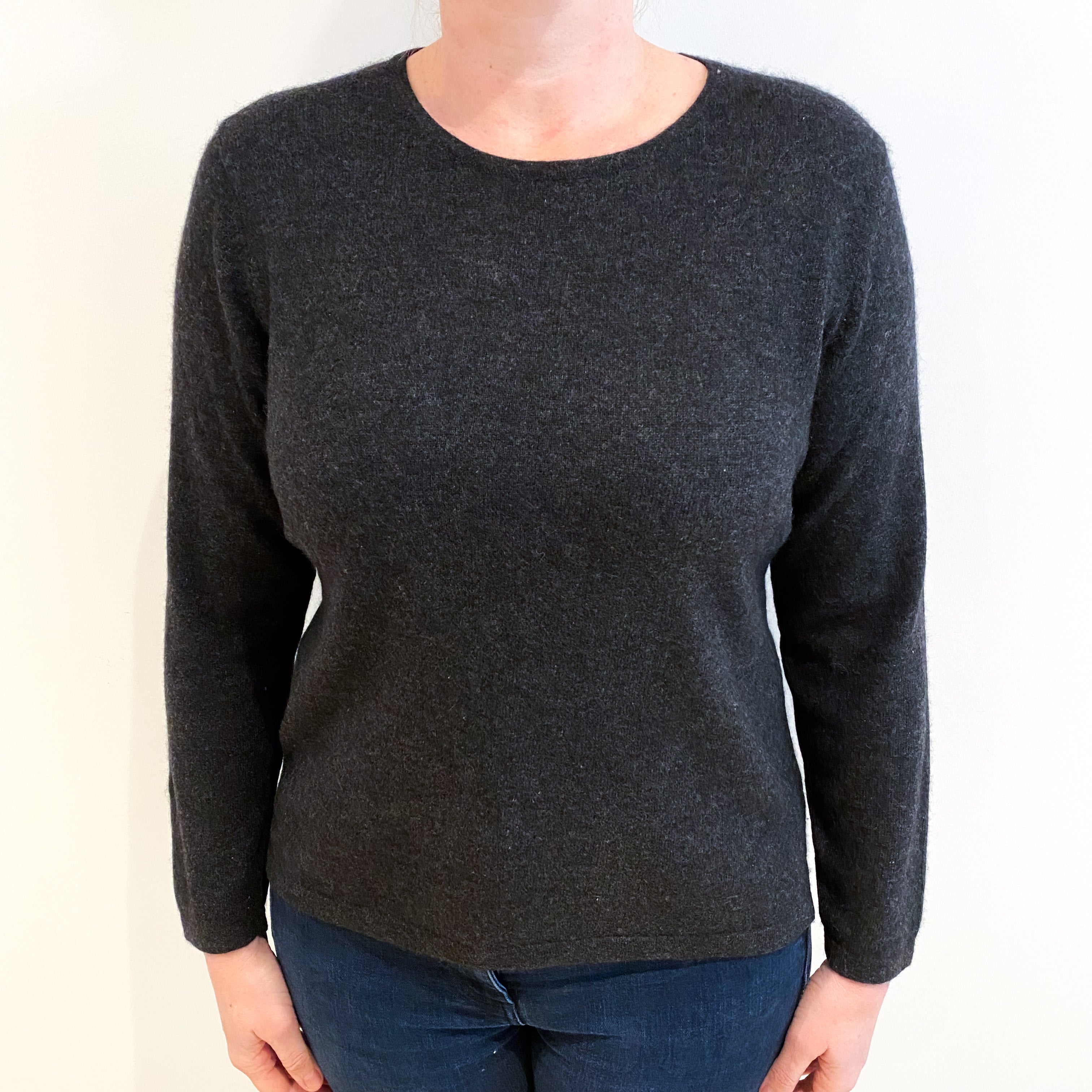 Charcoal Grey Cashmere Crew Neck Jumper Large