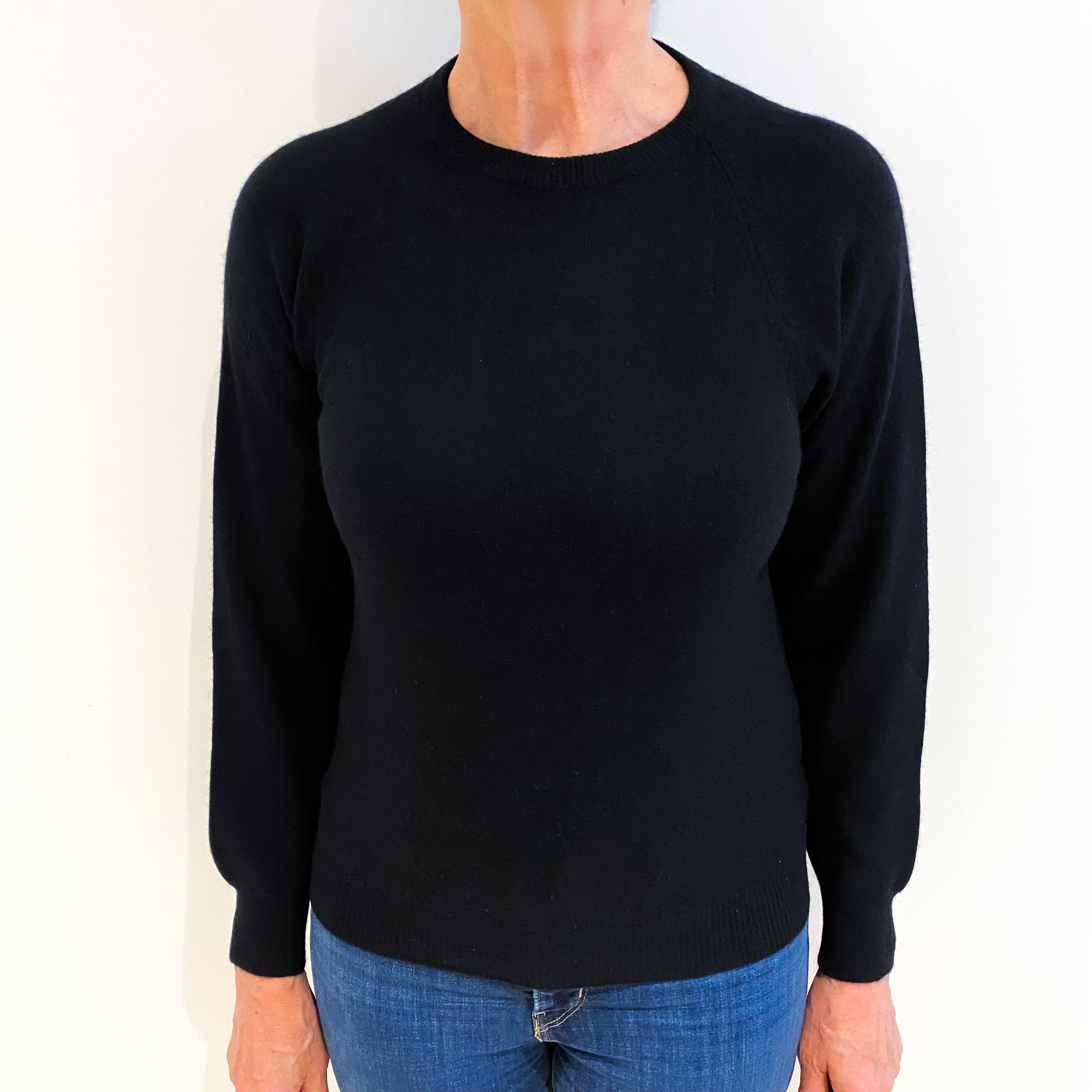 Black Cashmere Crew Neck Jumper Medium