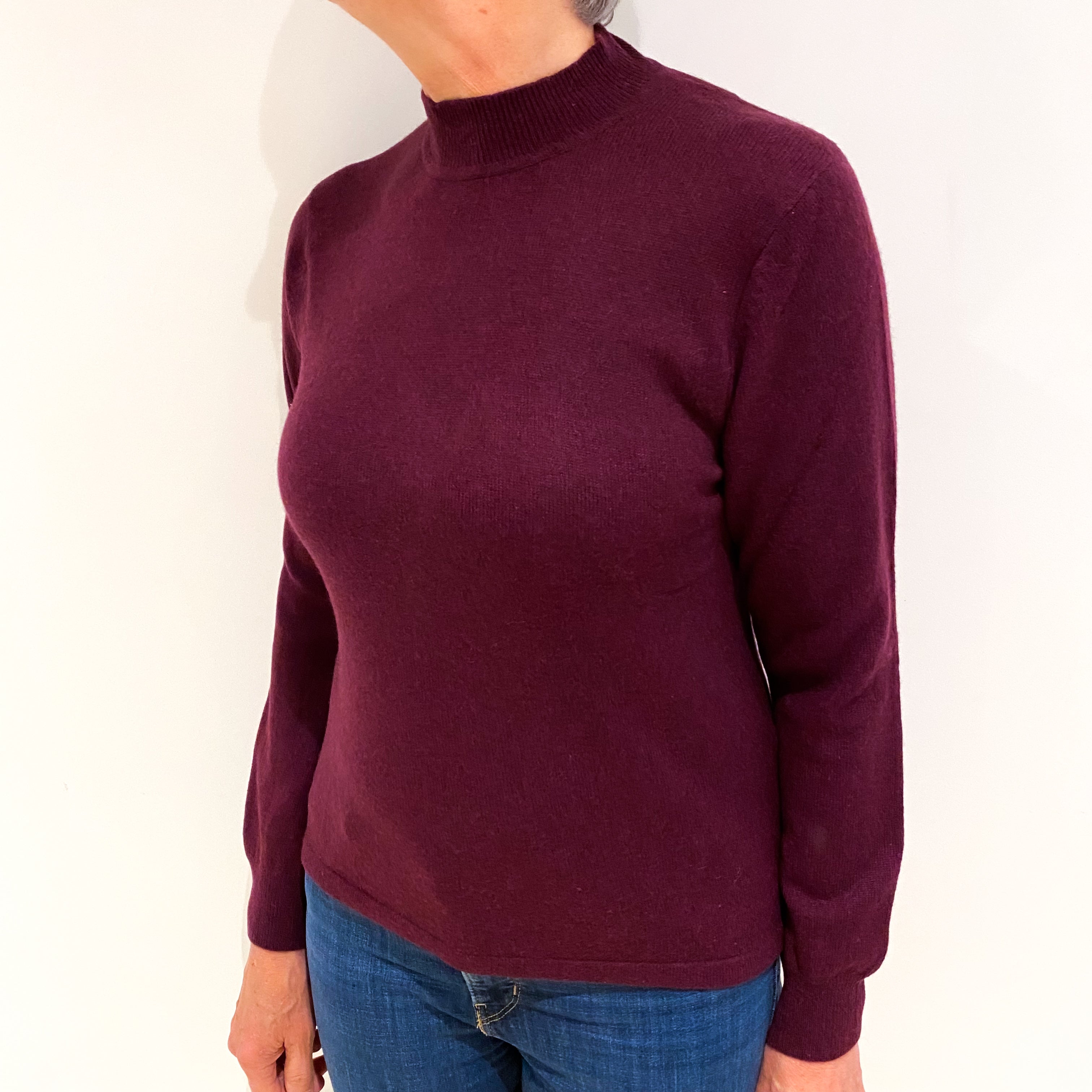 Mulberry Purple Cashmere Turtle Neck Jumper Medium