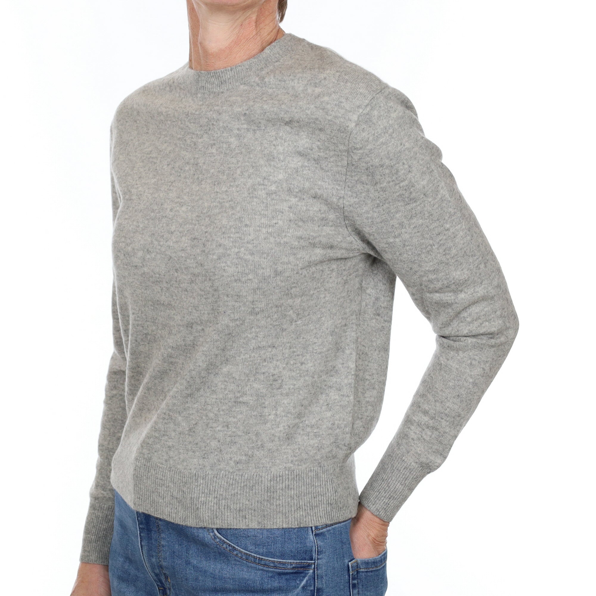Smoke Grey Cashmere Crew Neck Jumper Small