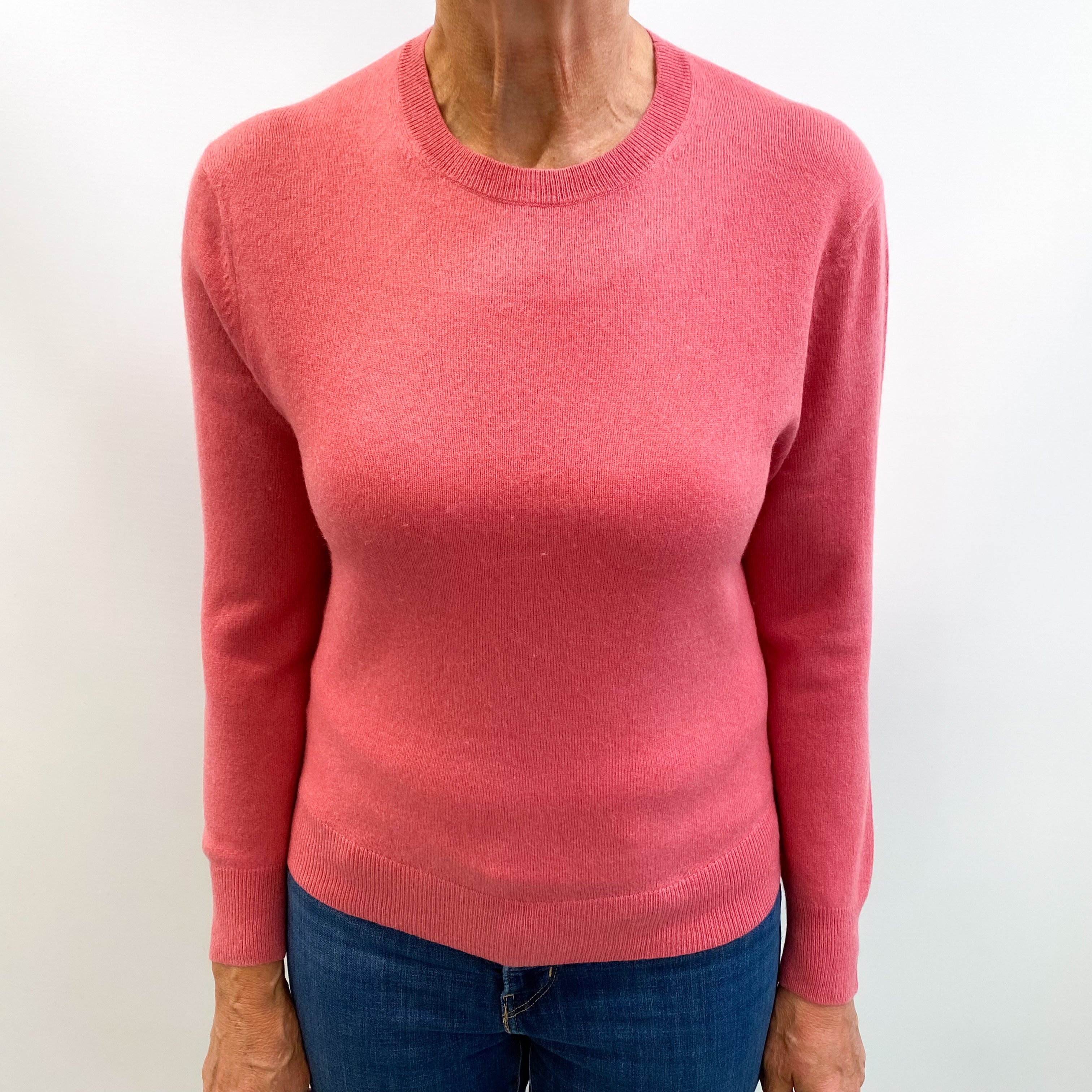 Raspberry Pink Cashmere Crew Neck Jumper Medium