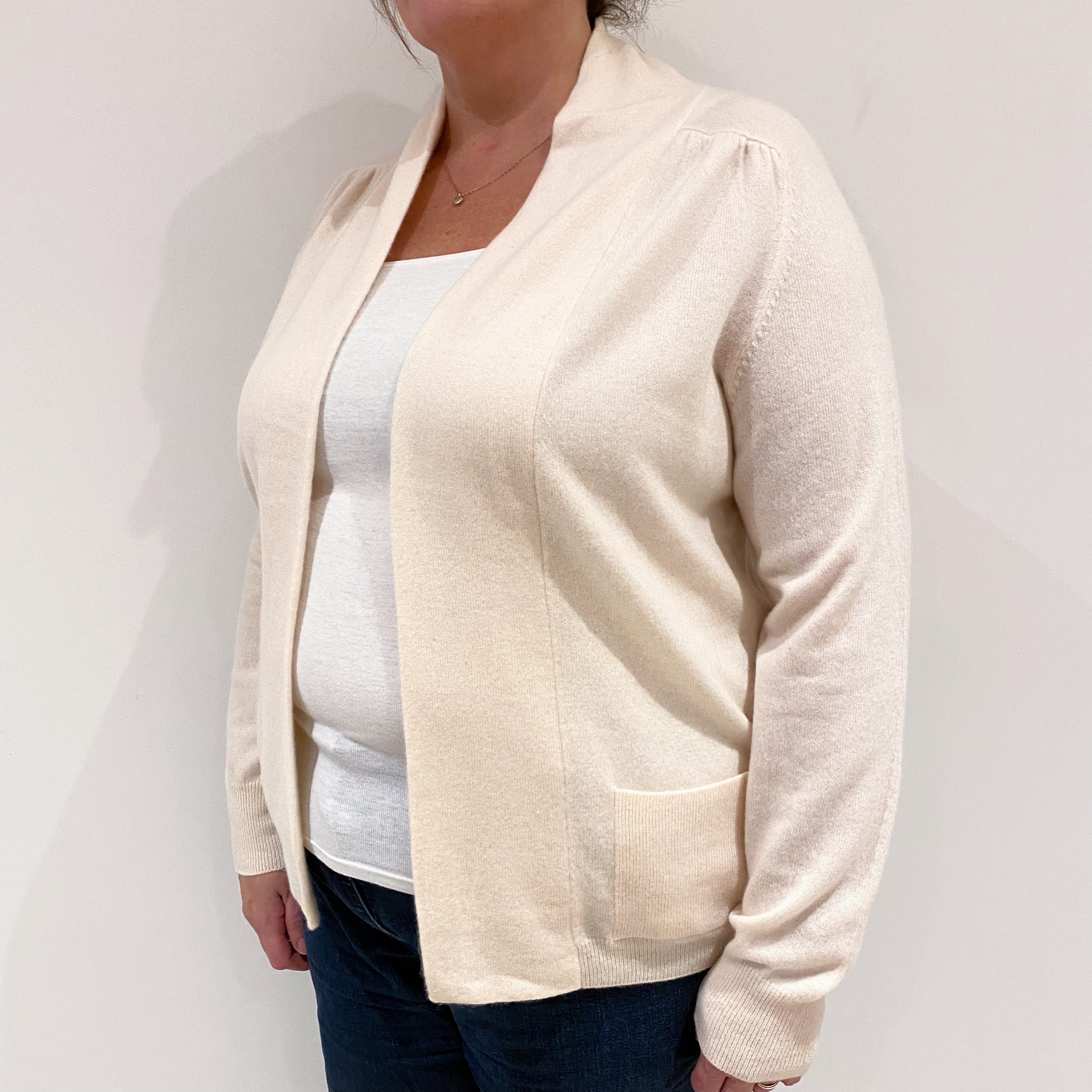 Pale Shell Pink Cashmere Edge to Edge Cardigan Extra Large