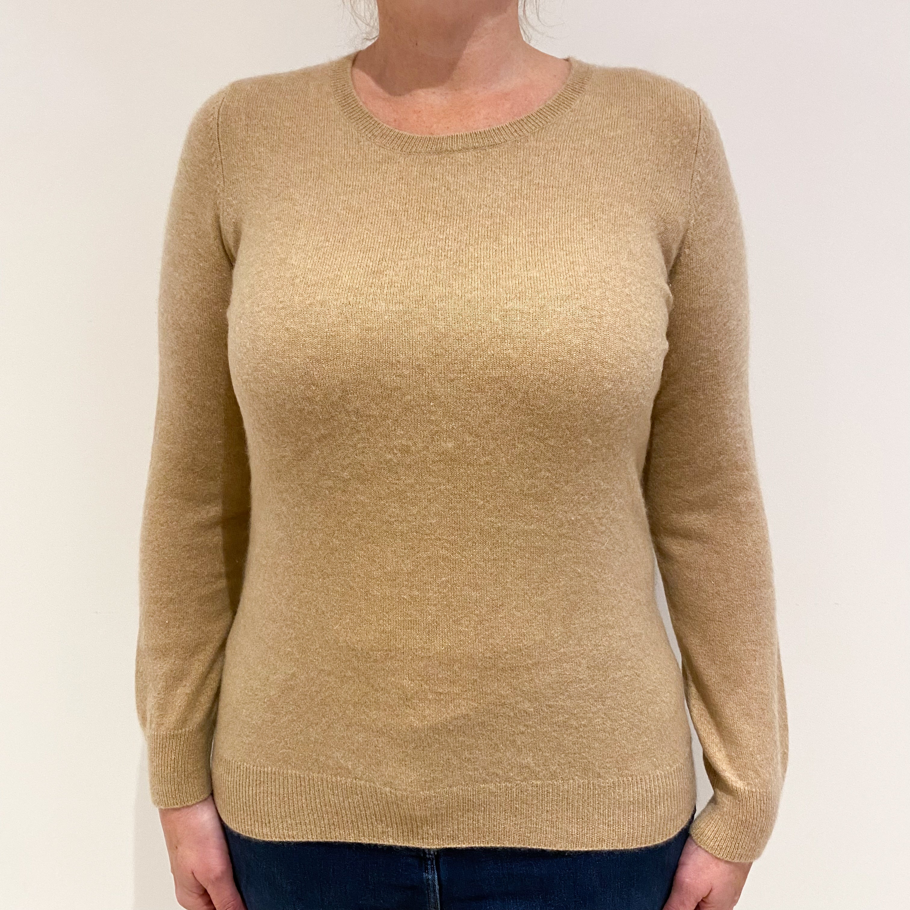 Caramel Brown Cashmere Crew Neck Jumper Large