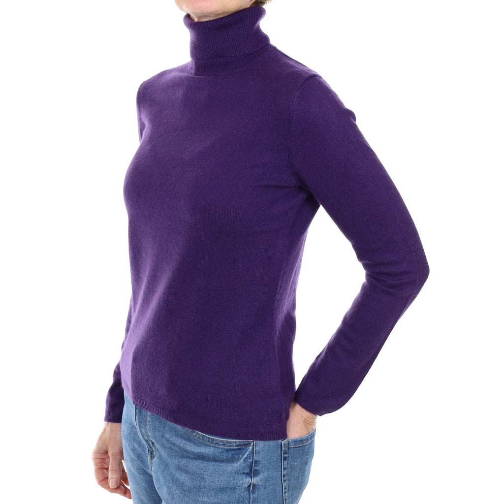 Iris Purple Cashmere Polo Neck Jumper Small