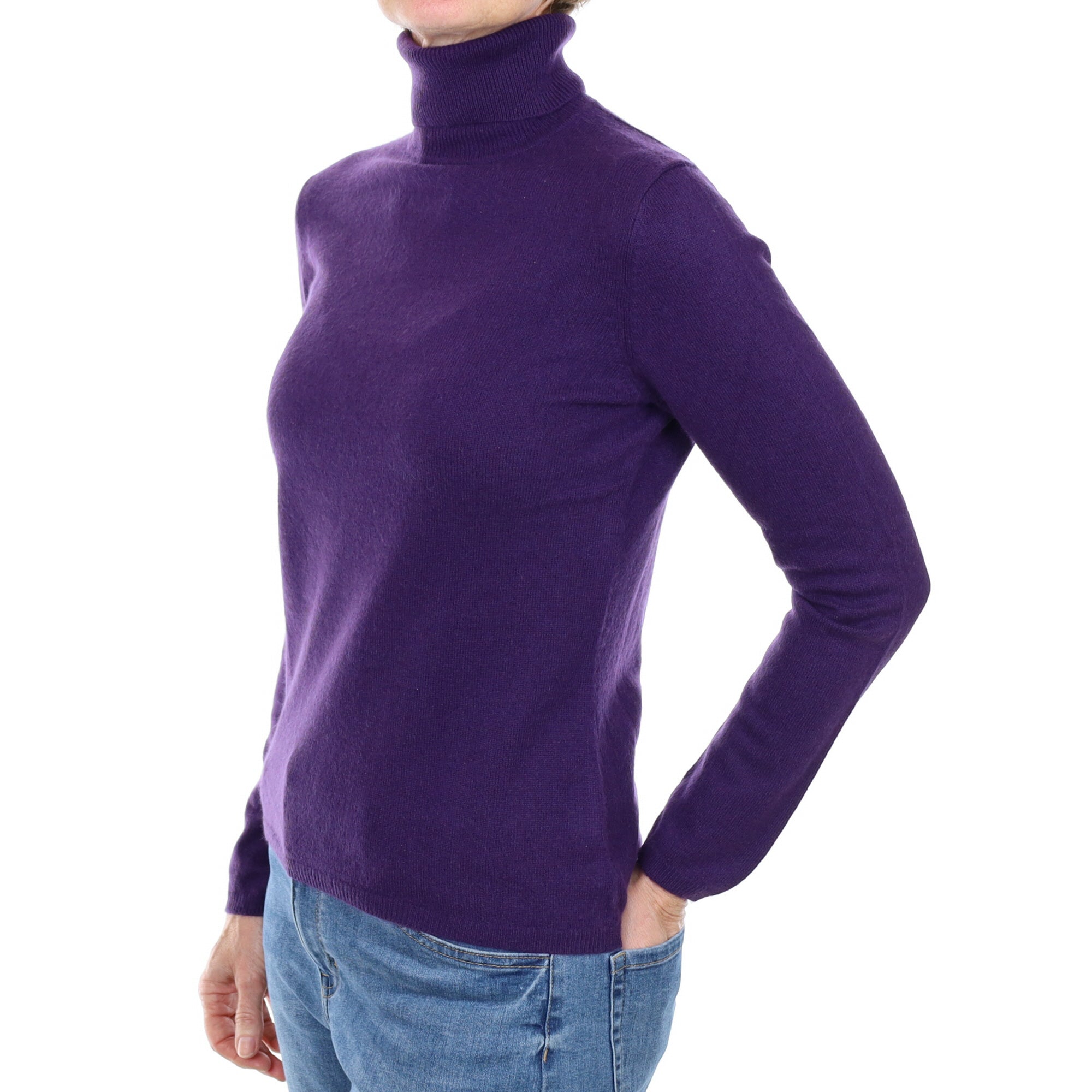 Iris Purple Cashmere Polo Neck Jumper Small
