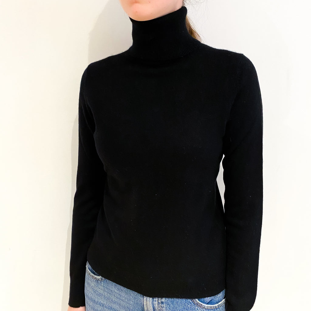 Black Cashmere Polo Neck Jumper Extra Small