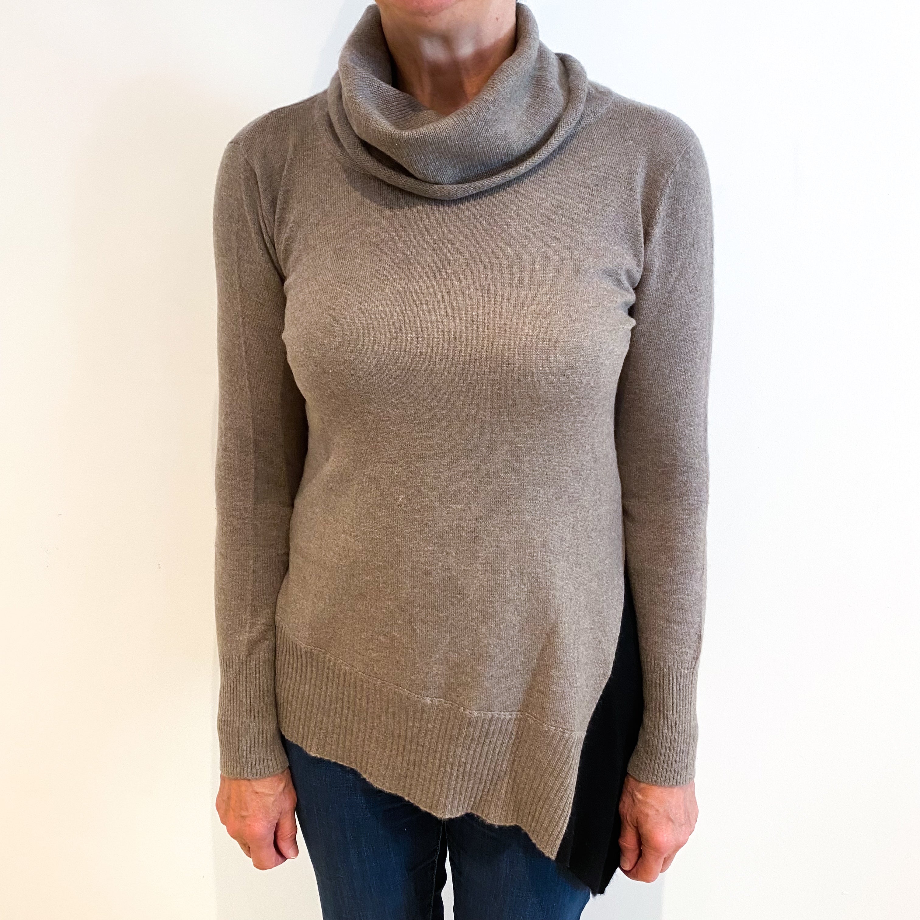 Mocha Brown Cashmere Cowl Neck Jumper Medium