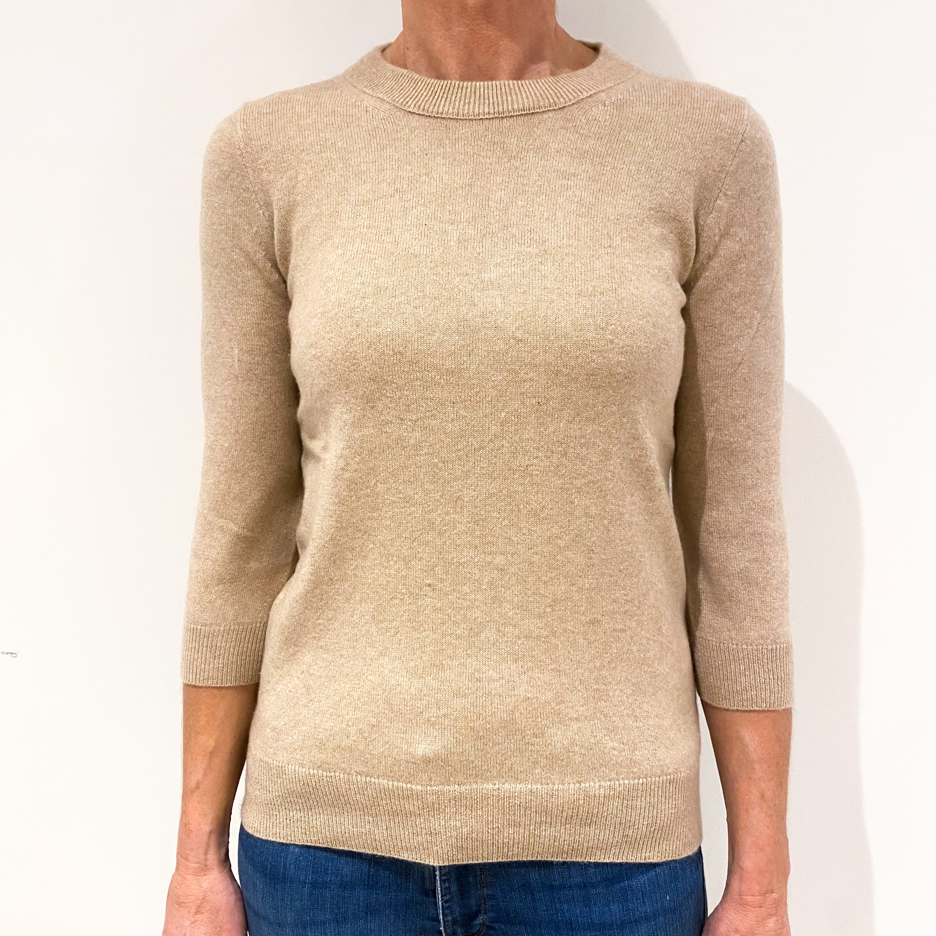 Fudge Brown Cashmere Crew Neck Jumper Small