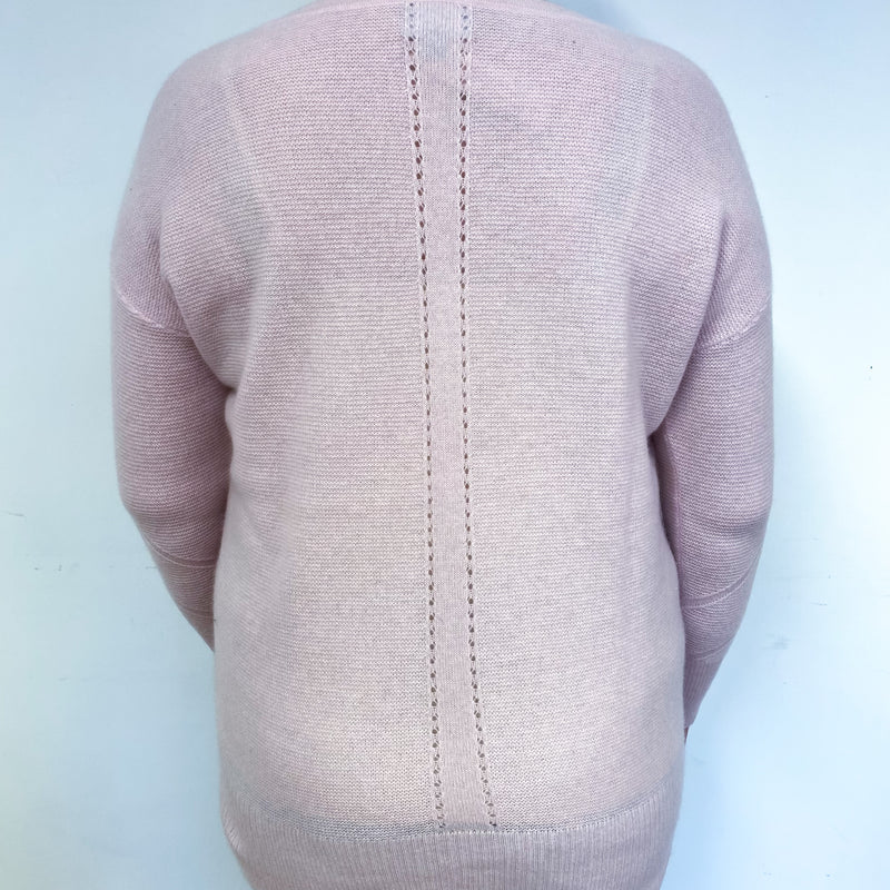Carnation Pink Lightweight Cashmere Crew Neck Jumper Large