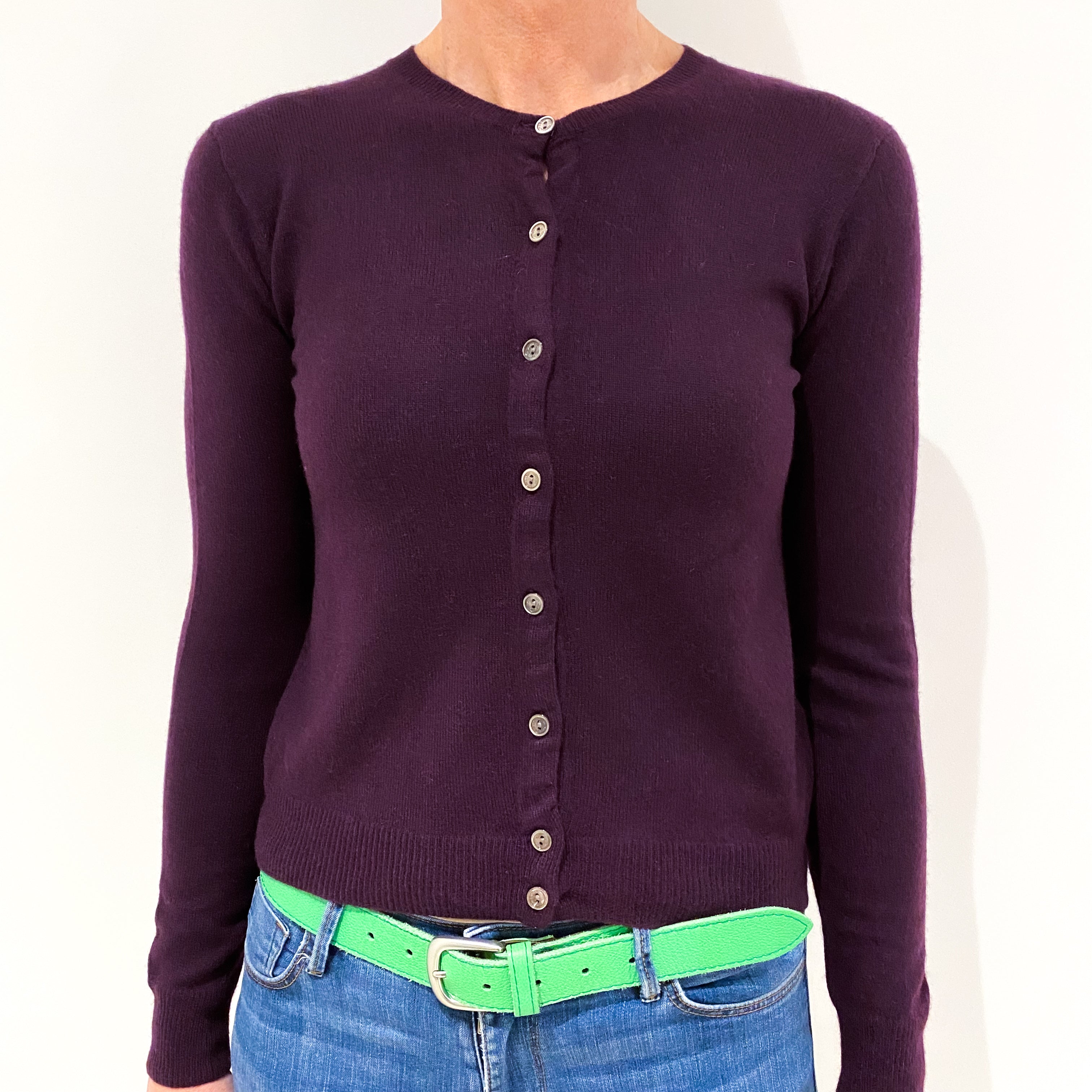 Ralph Lauren Aubergine Purple Cashmere Cardigan Small