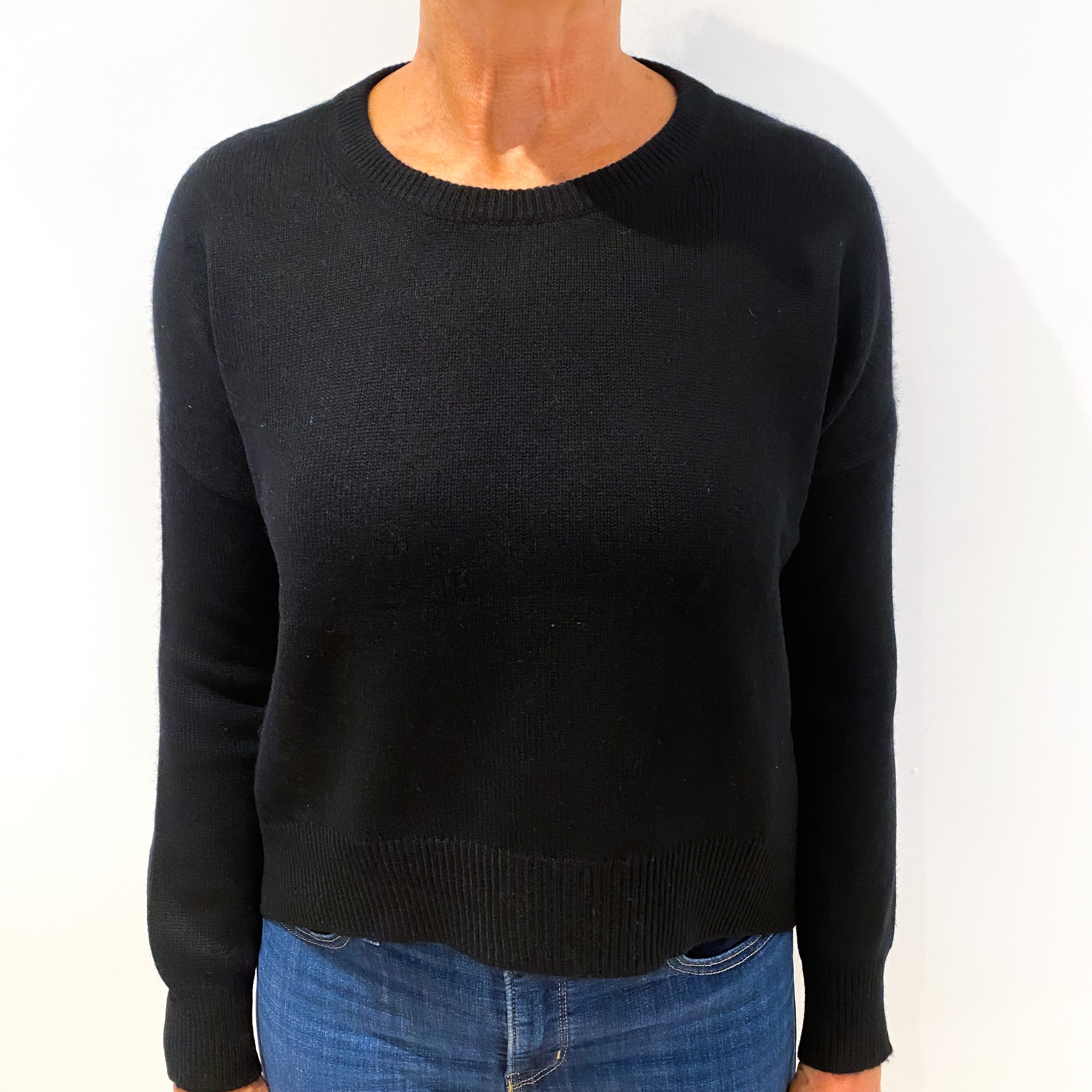 Brocha Walker Black Slouchy Batwing Cashmere Crew Neck Jumper Medium