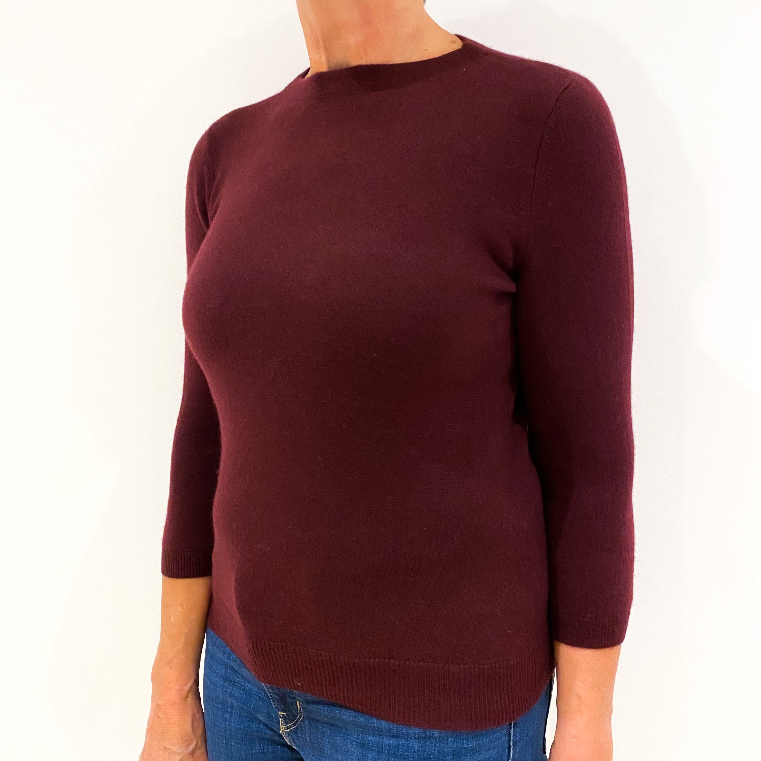 Burgundy Red Cashmere Slash Neck Jumper Medium