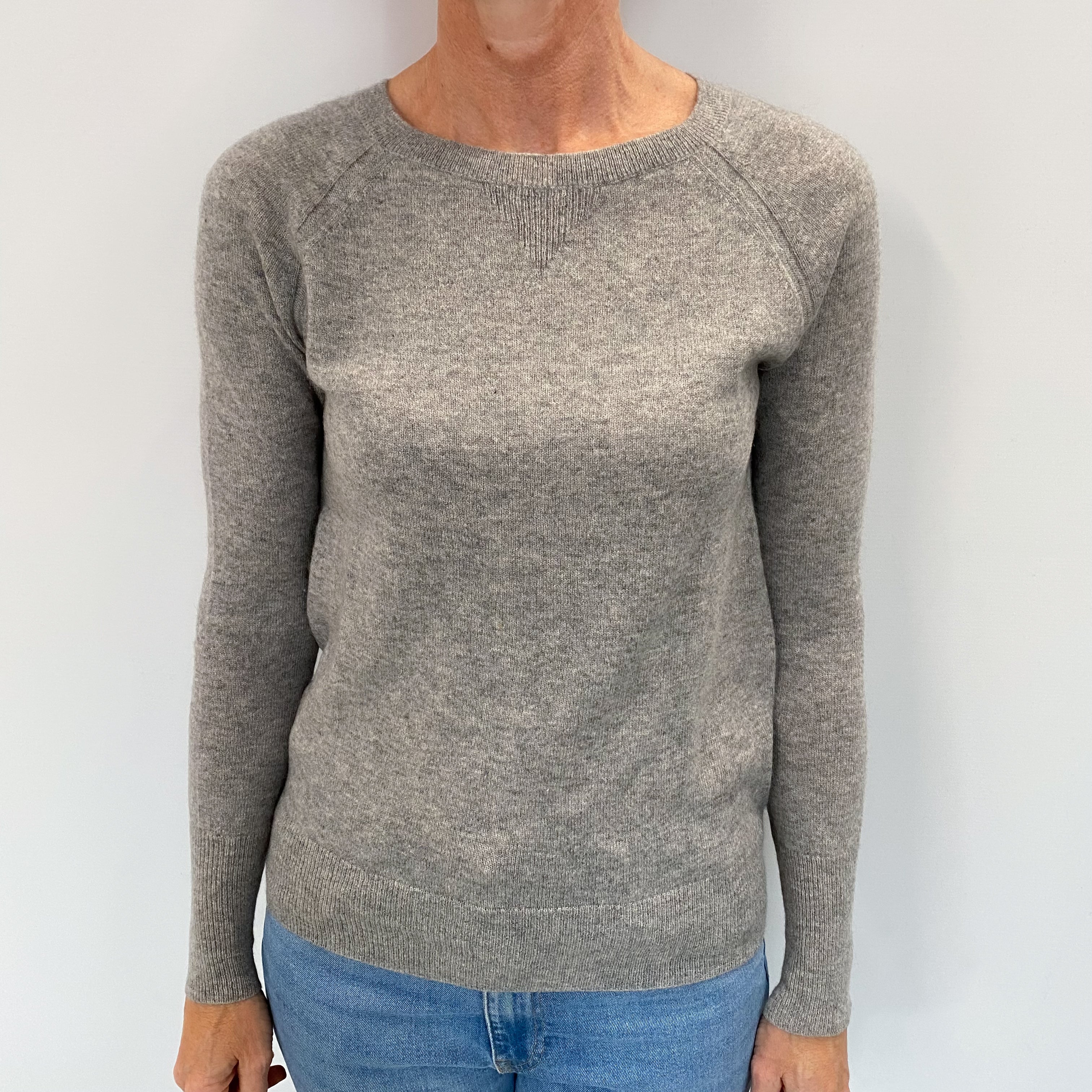Smoke Grey Cashmere Crew Neck Jumper Small