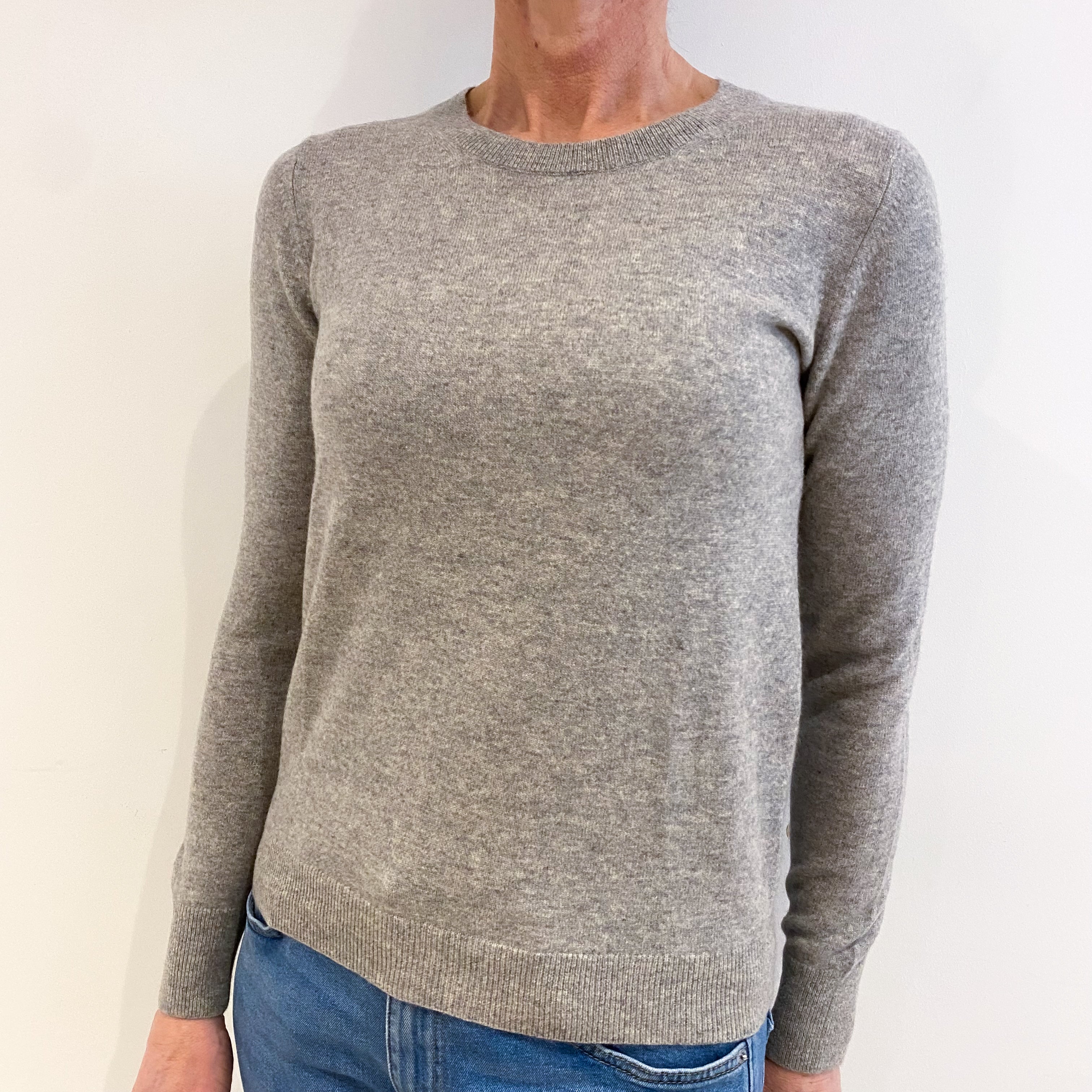 Smoke Grey Cashmere Crew Neck Jumper Small