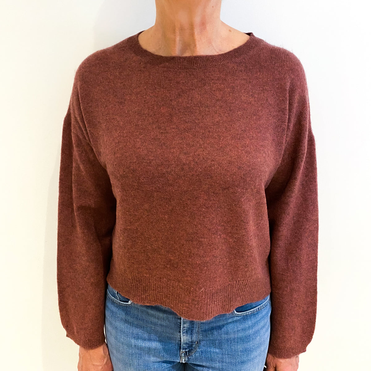 Blush Red Marl Cashmere Crew Neck Jumper Medium