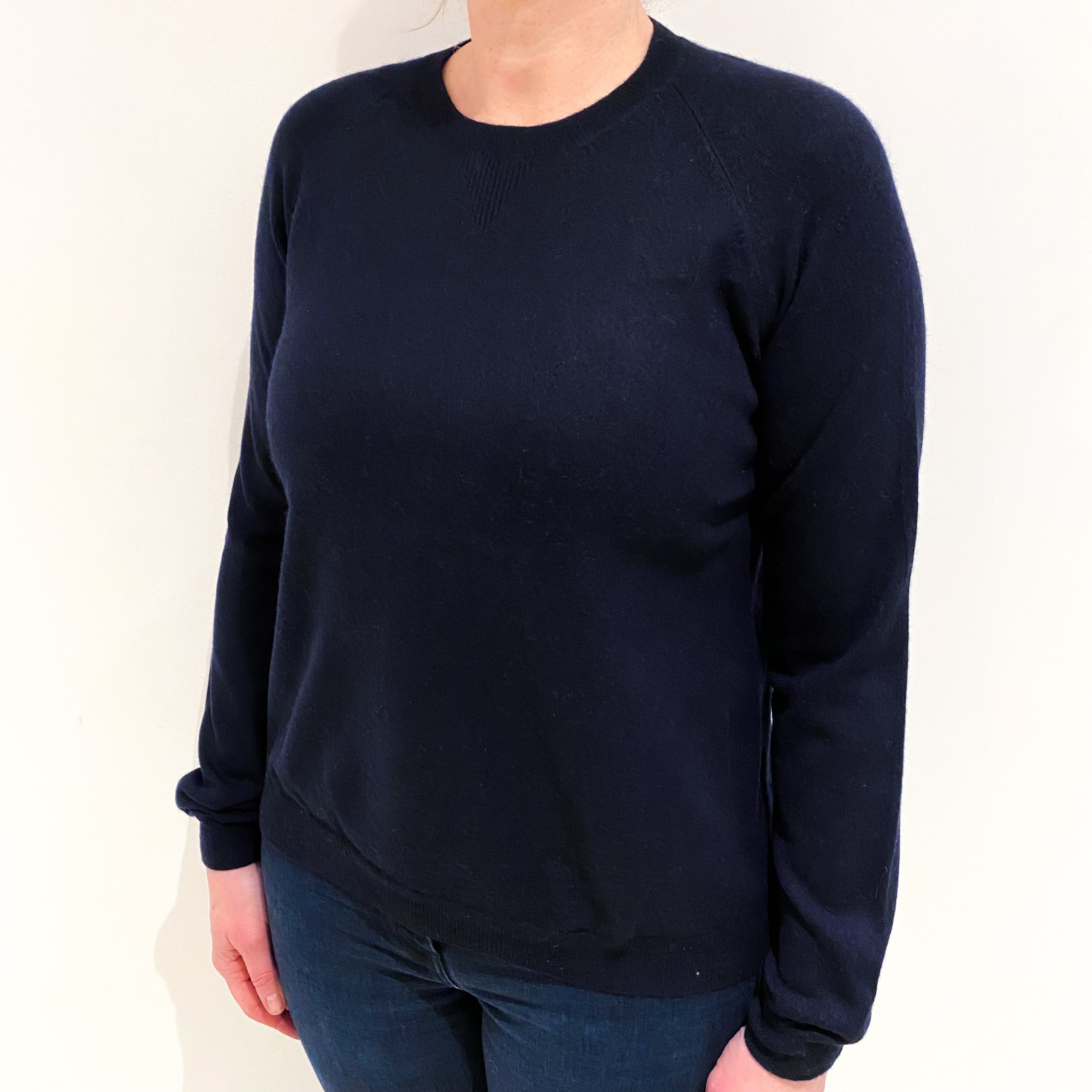 Navy Blue Cashmere Crew Neck Jumper Large