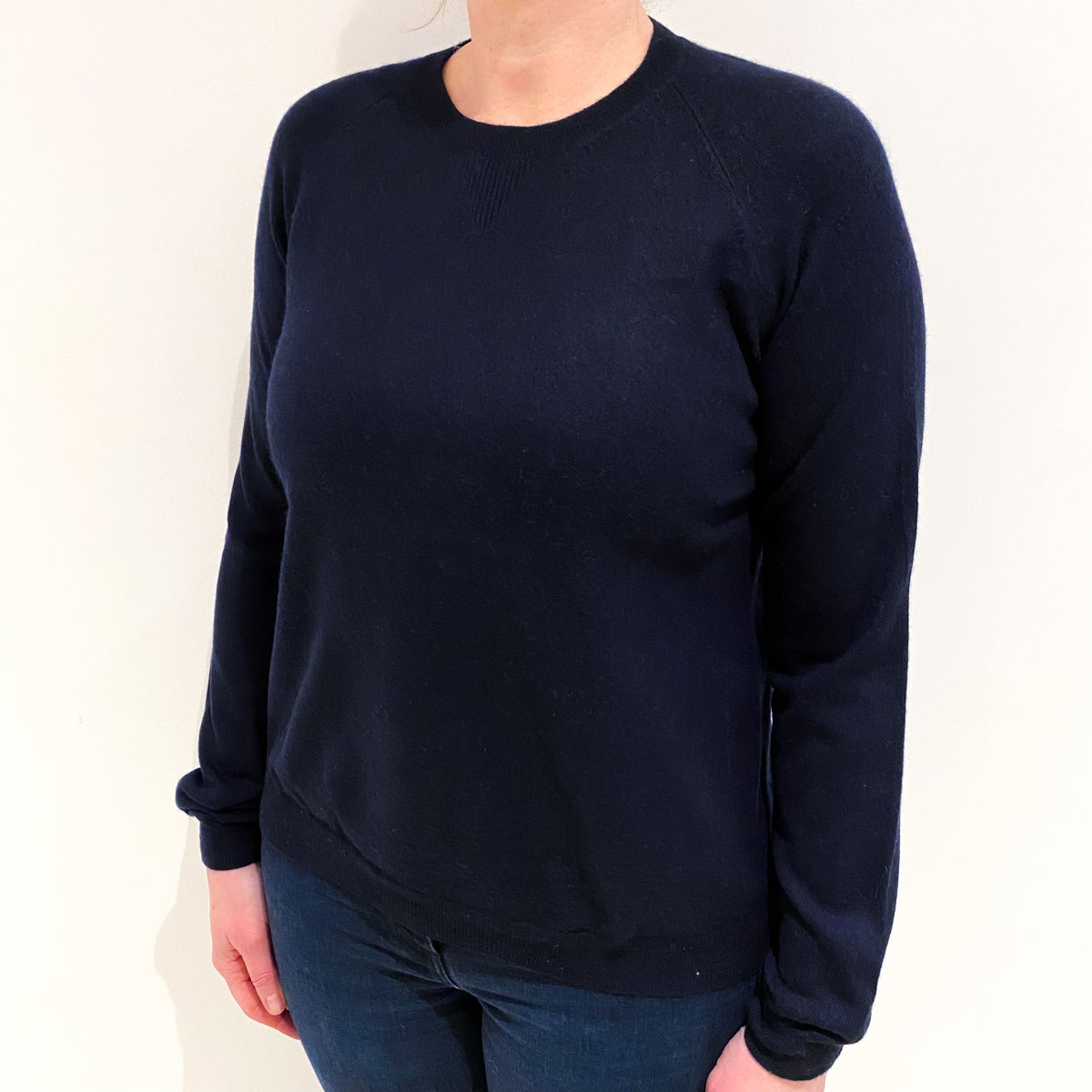 Navy Blue Cashmere Crew Neck Jumper Large