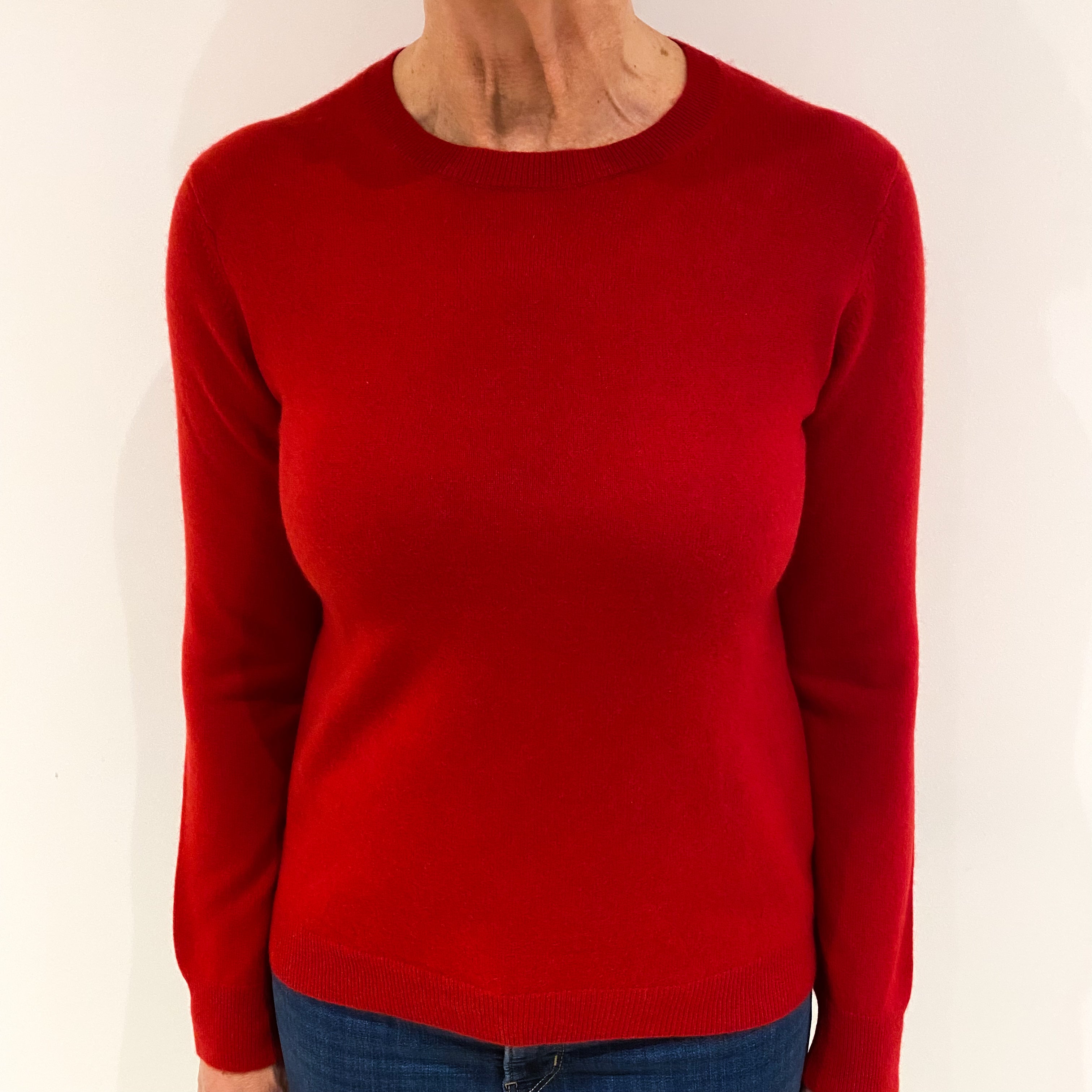 Scarlet Red Cashmere Crew Neck Jumper Medium