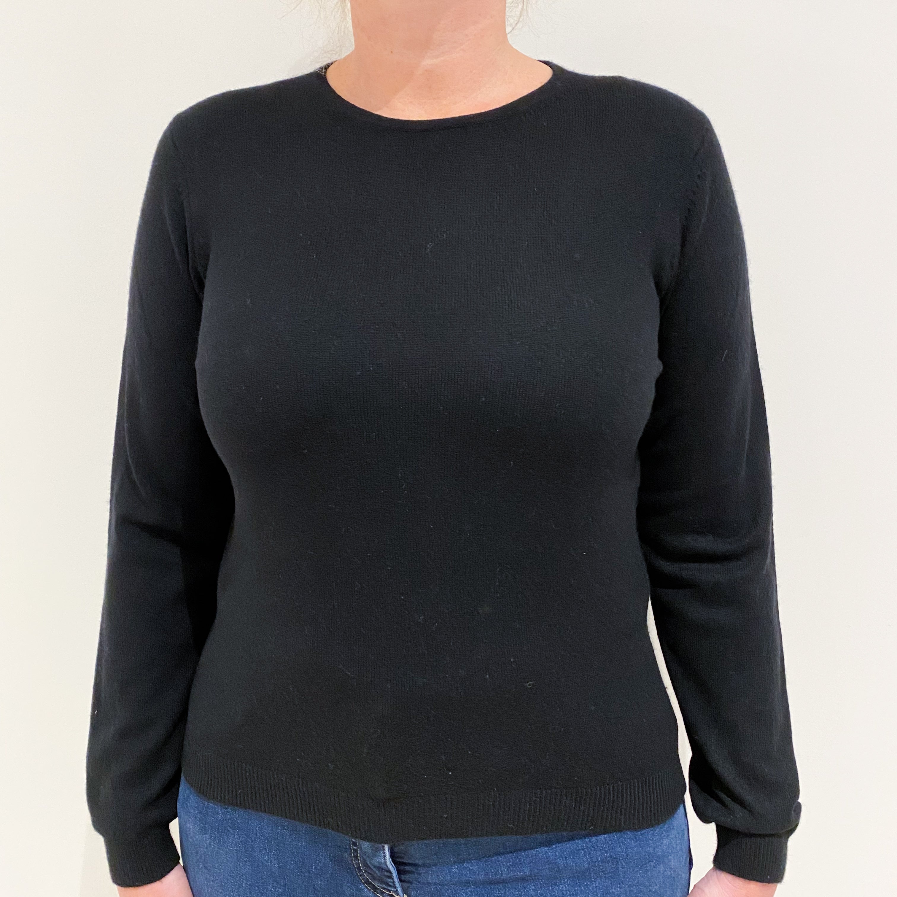 Black Cashmere Crew Neck Jumper Large