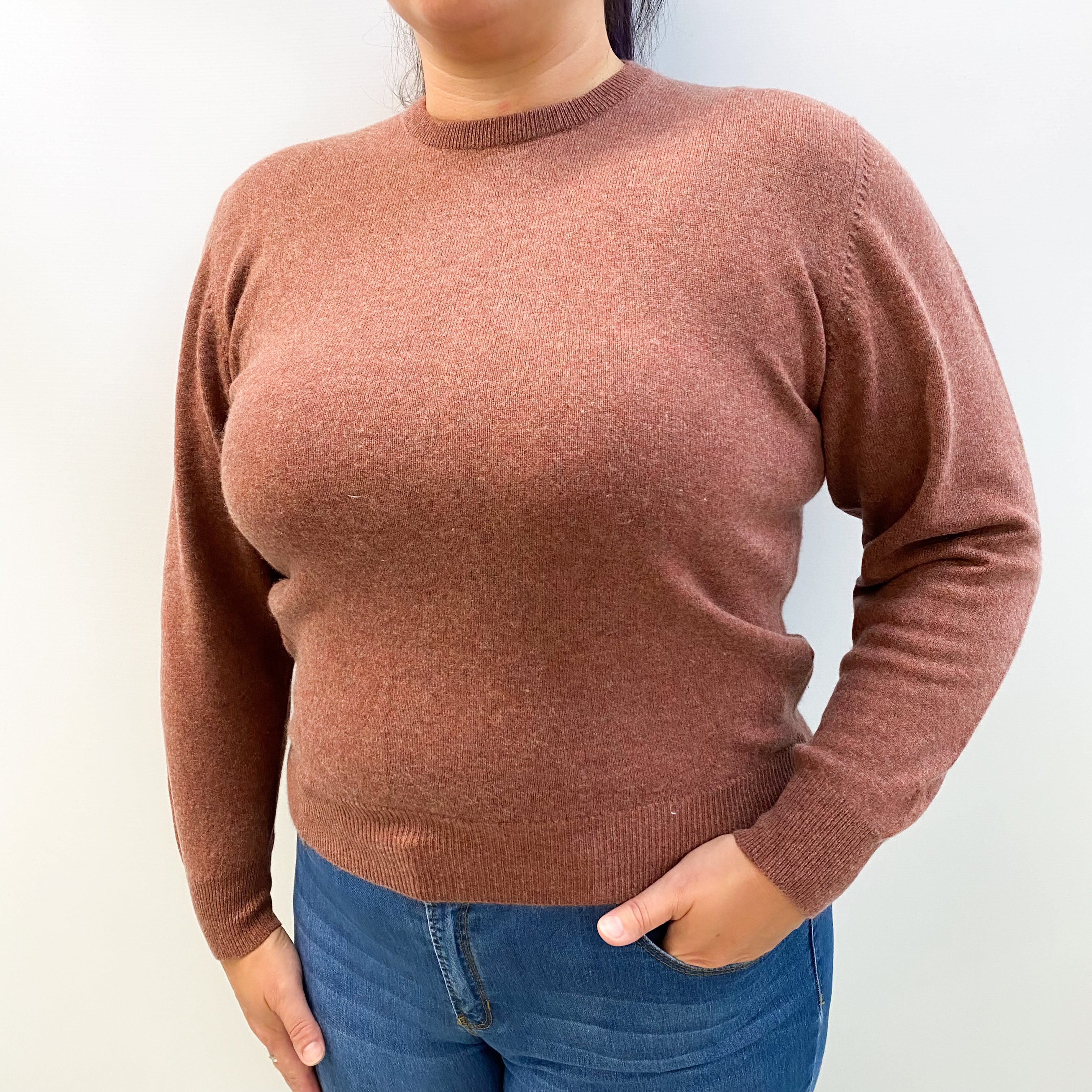 Cinnamon Brown Cashmere Crew Neck Jumper Large