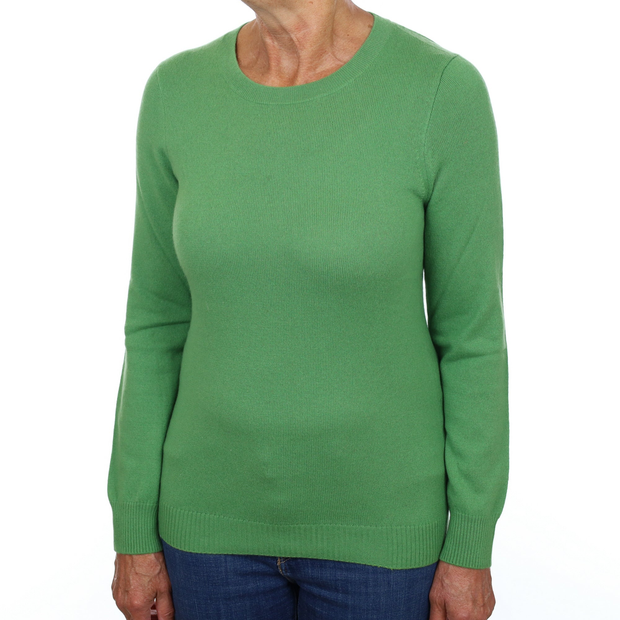Fern Green Cashmere Crew Neck Jumper Medium