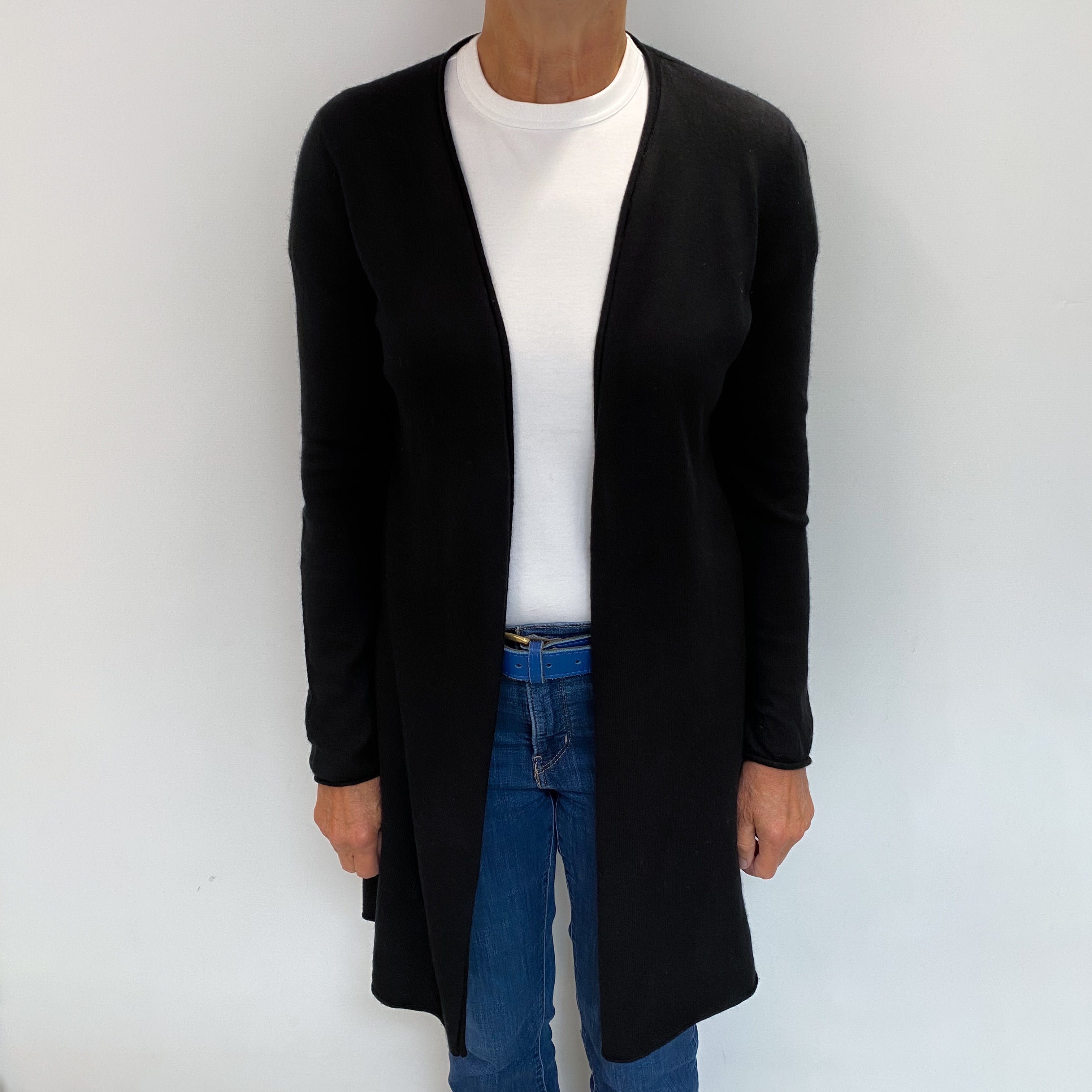 Black Cashmere Edge to Edge Cardigan Medium