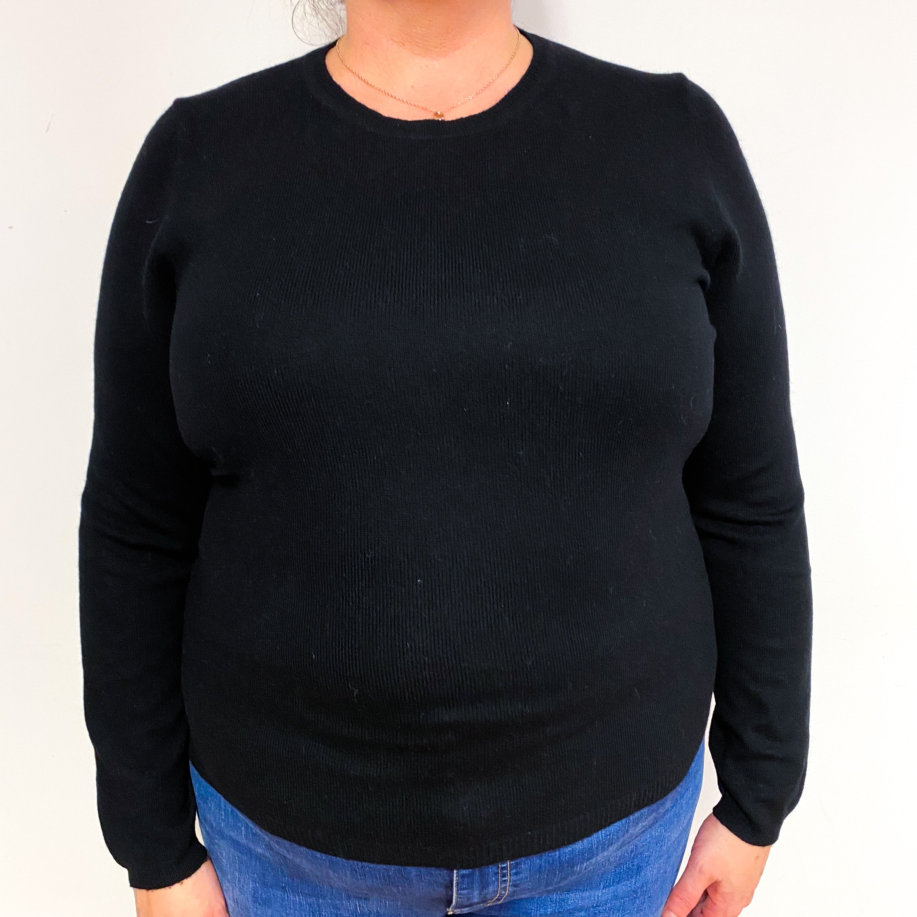 Black Cashmere Crew Neck Jumper Extra Large