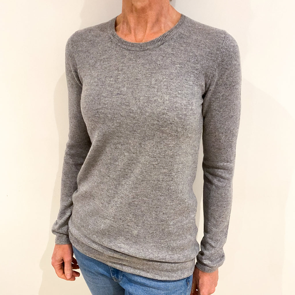 Smoke Grey Cashmere Crew Neck Jumper Small