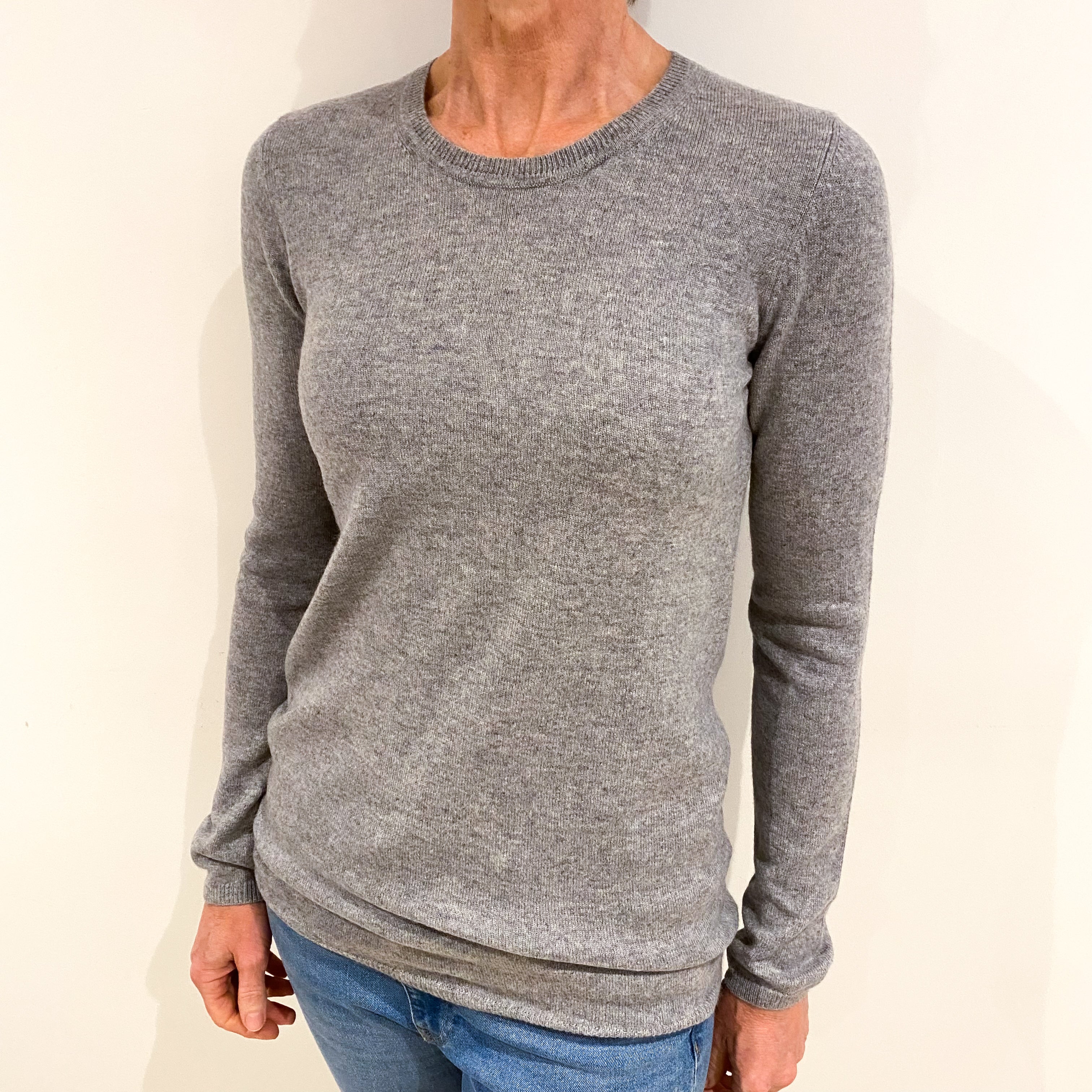 Smoke Grey Cashmere Crew Neck Jumper Small
