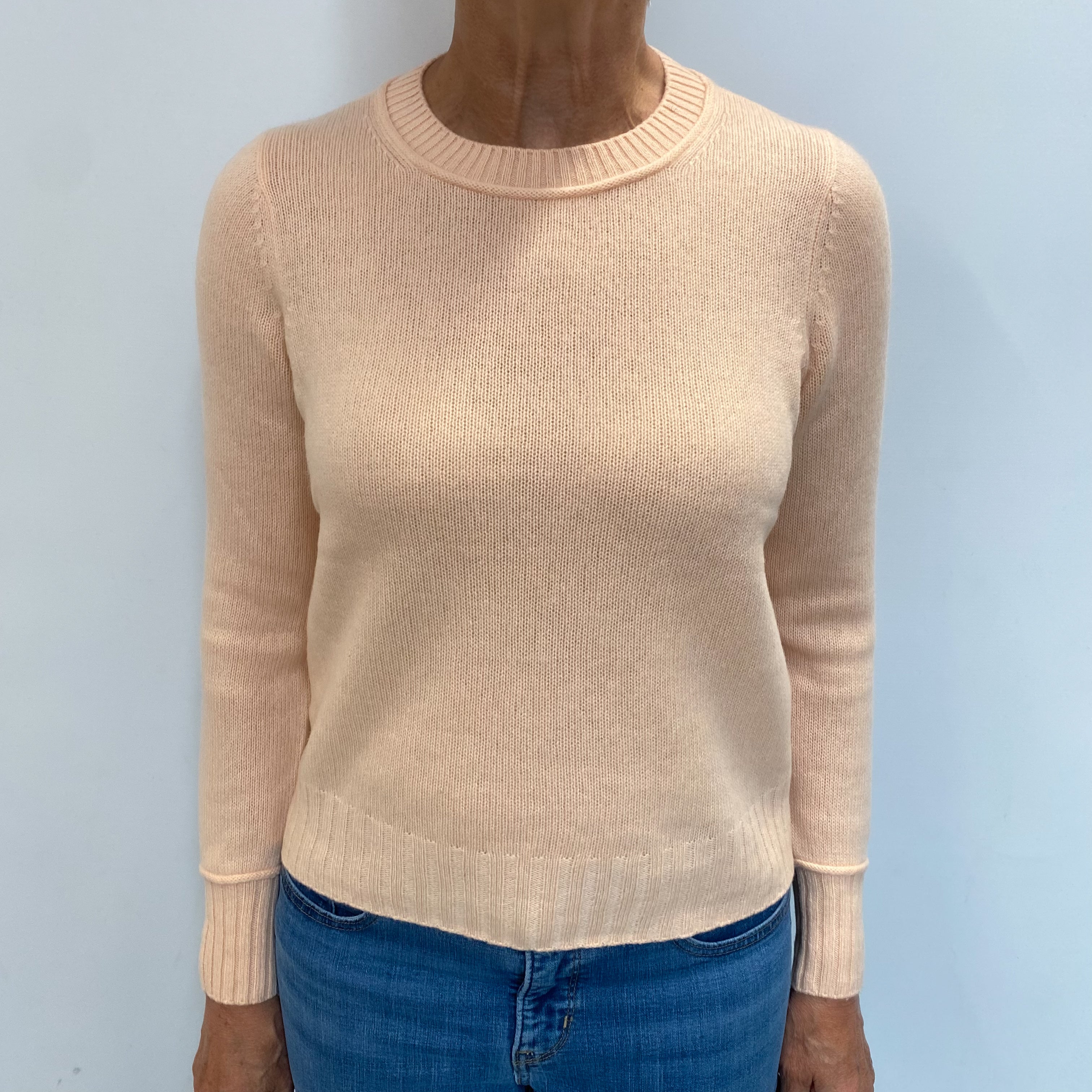 Peach Orange Cashmere Crew Neck Jumper Medium