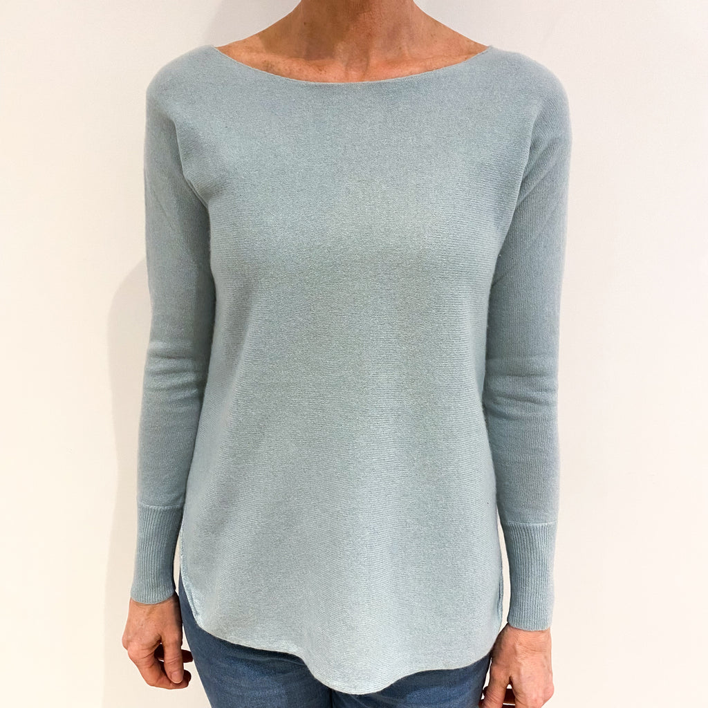 Mint Green Cashmere Batwing Crew Neck Jumper Small