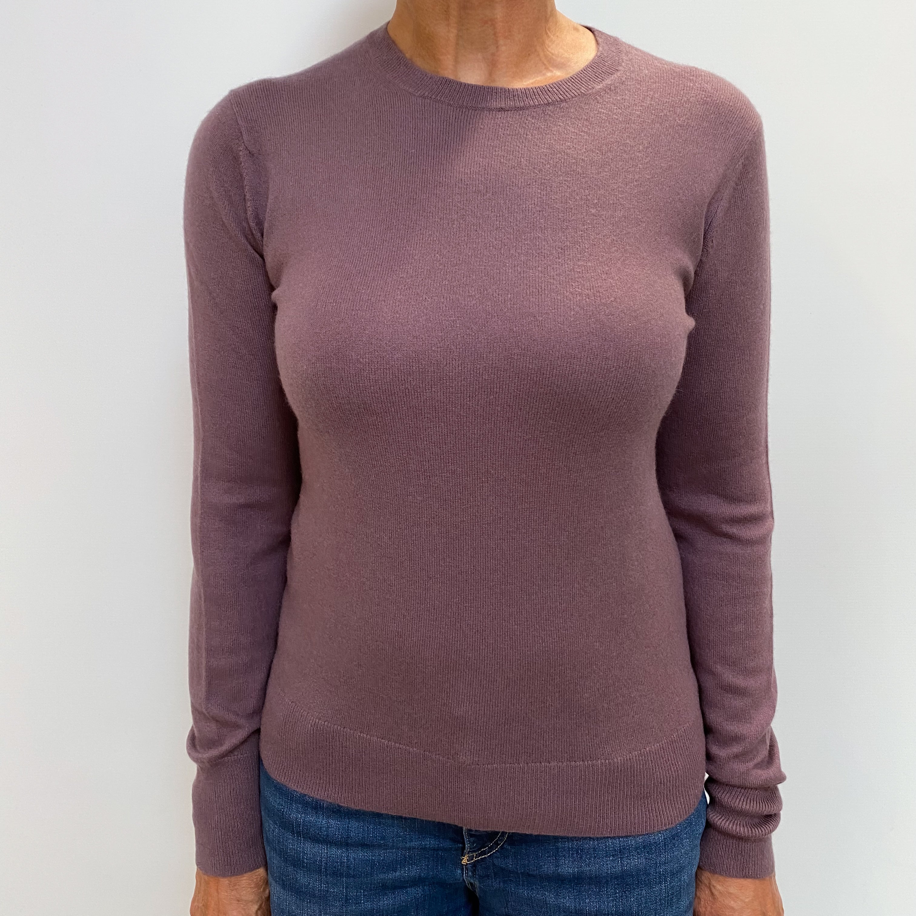 Heather Purple Cashmere Crew Neck Jumper Medium
