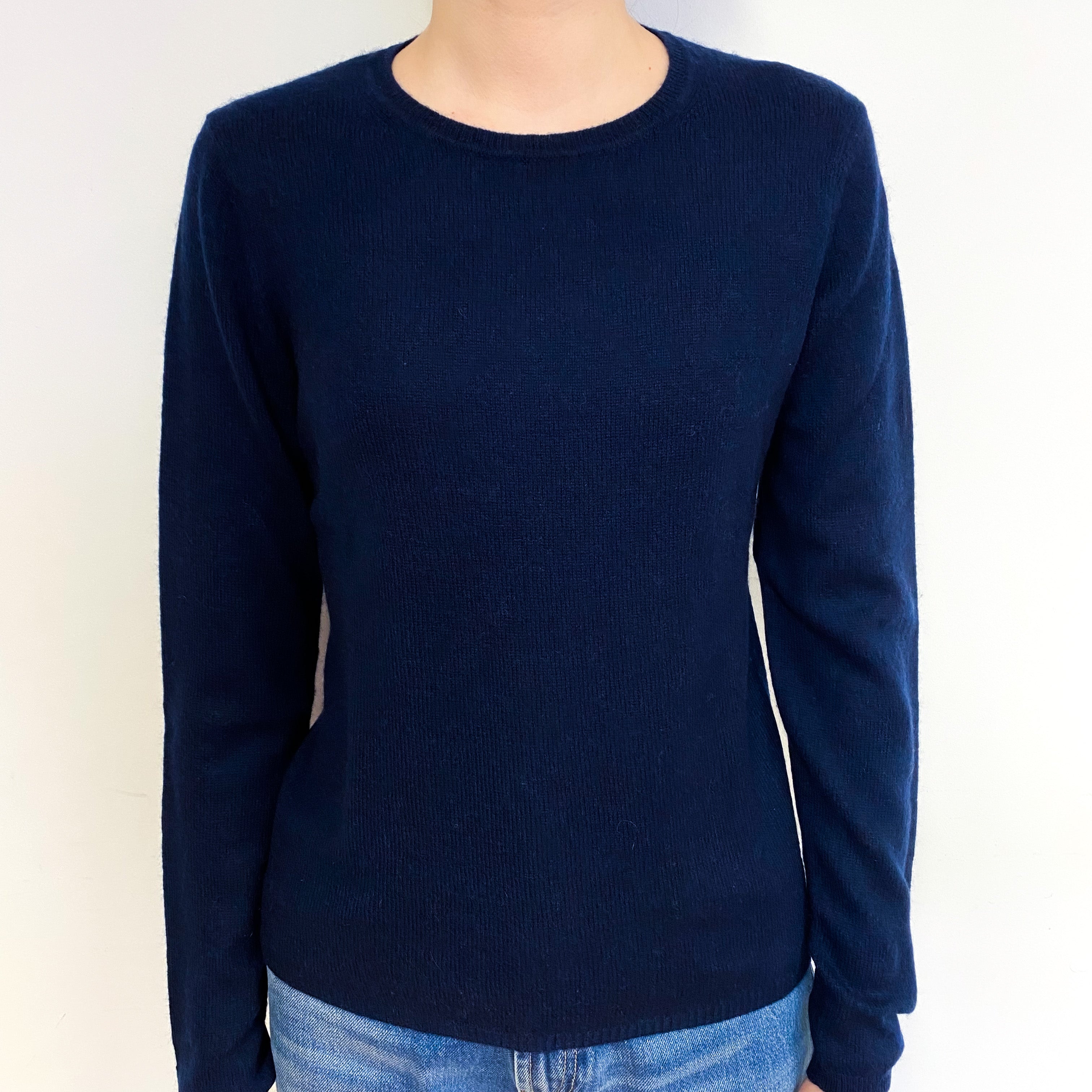 Dark Navy Blue Cashmere Crew Neck Jumper Extra Small