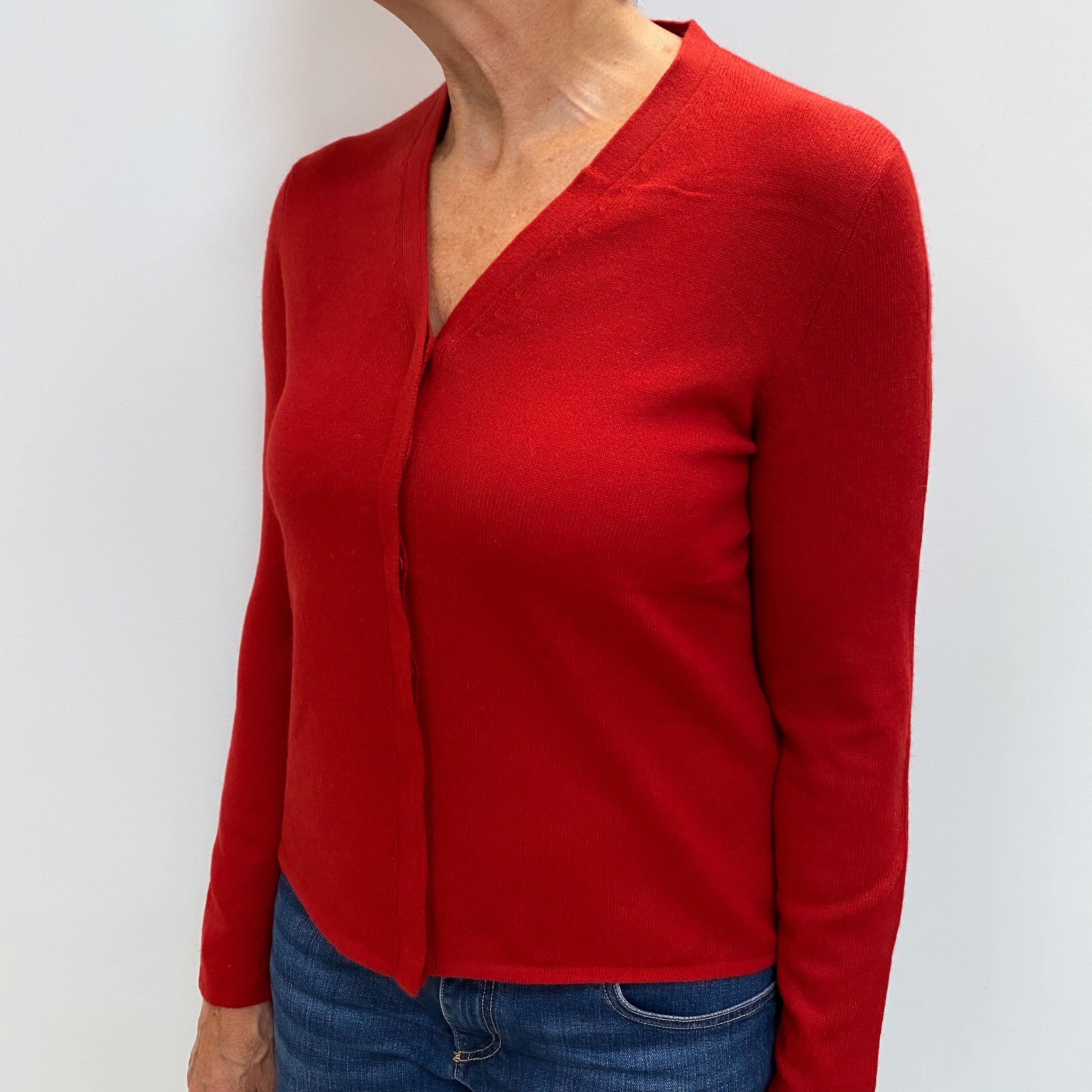 Spanish Red Cashmere V Cardigan Medium