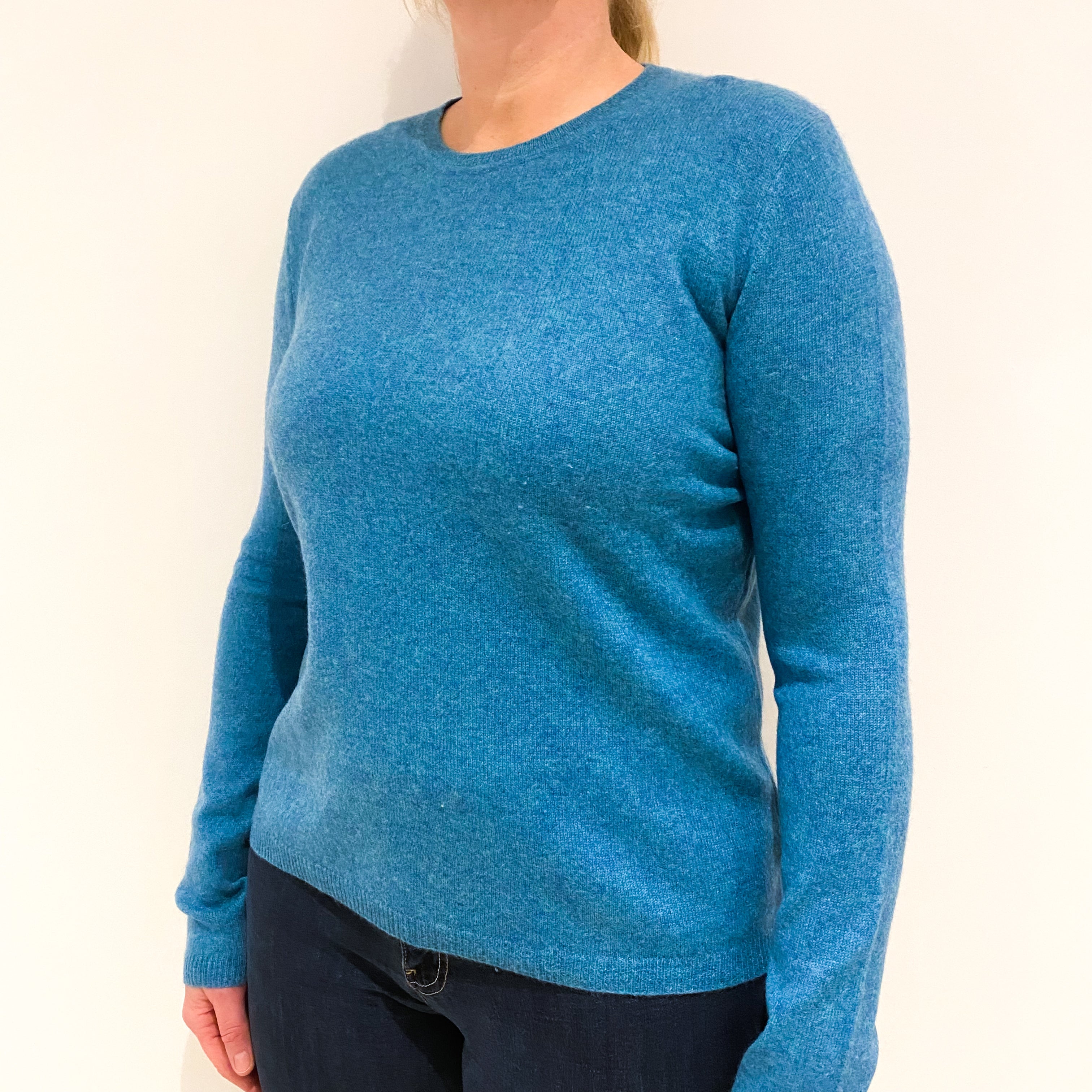 Muted Aqua Cashmere Crew Neck Jumper Large