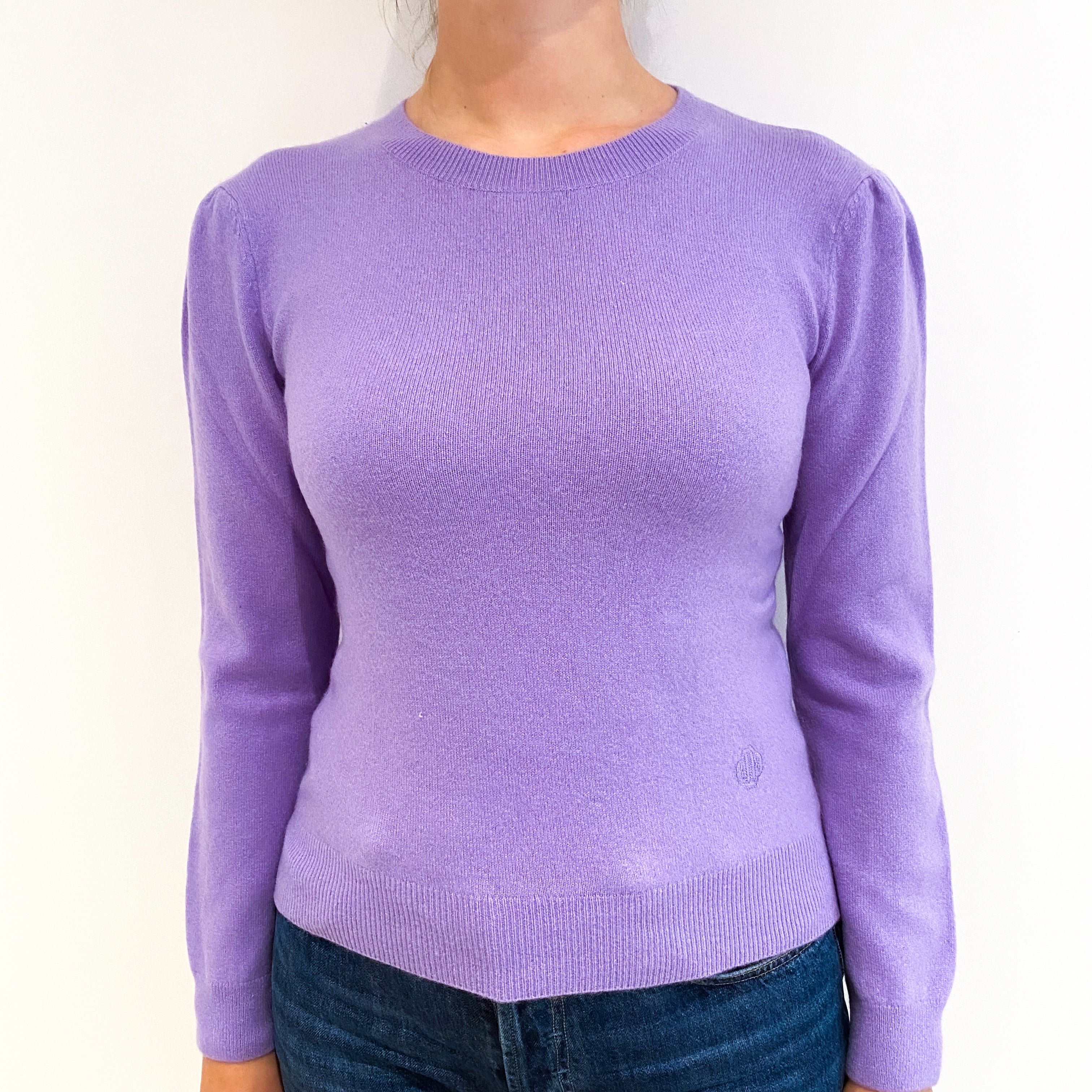Lavender Purple Cashmere Crew Neck Jumper Small